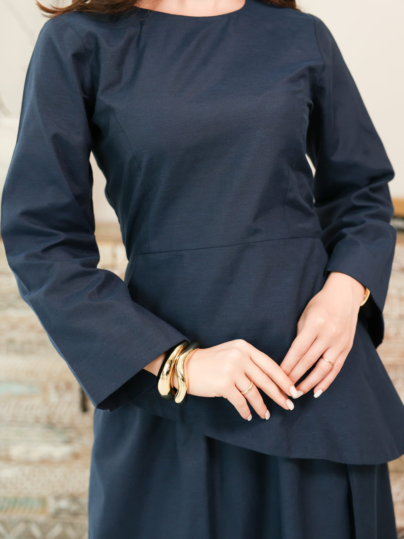 Finae Dark Blue Skirt And Shirt Set