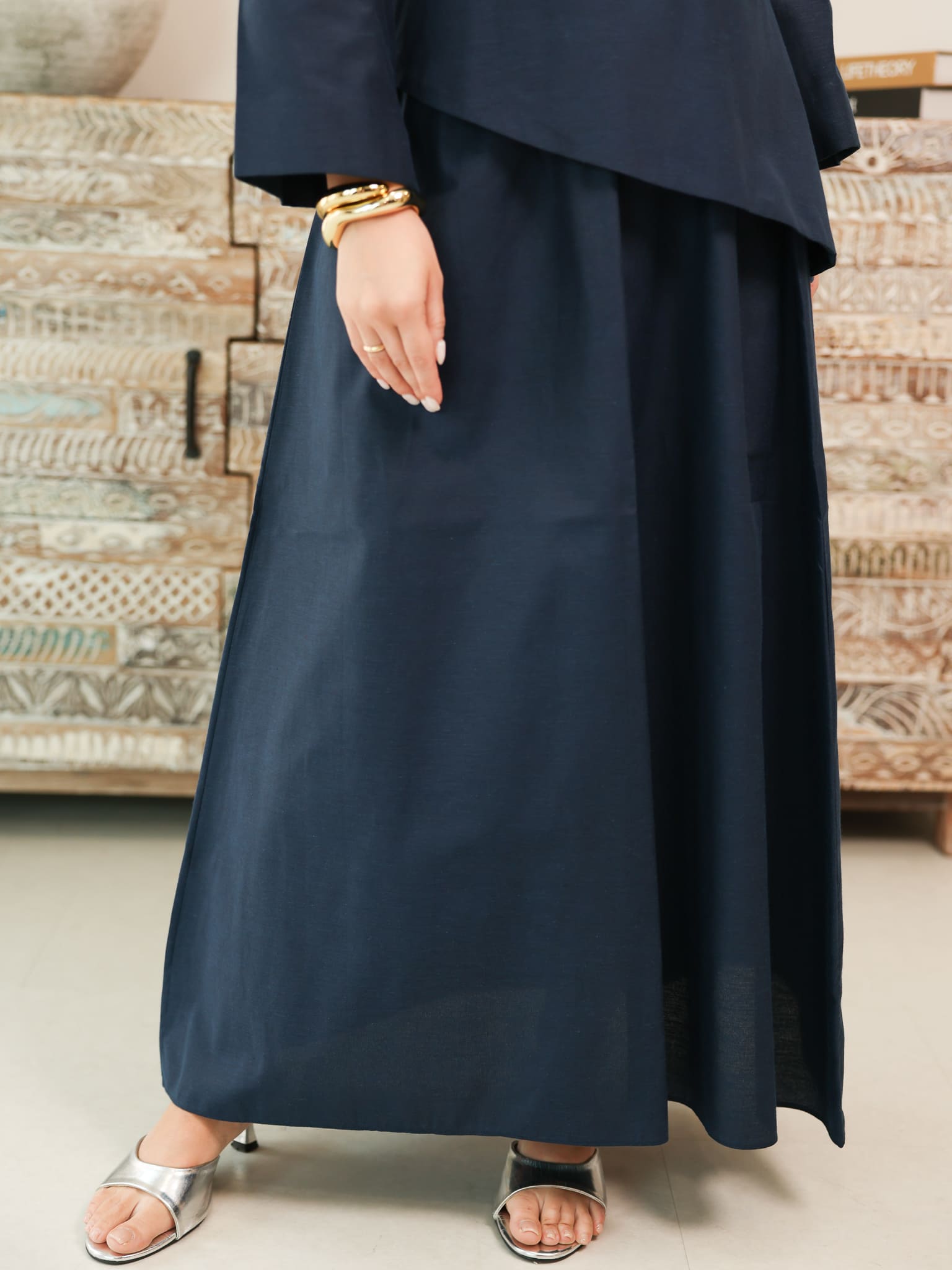 Finae Dark Blue Skirt And Shirt Set