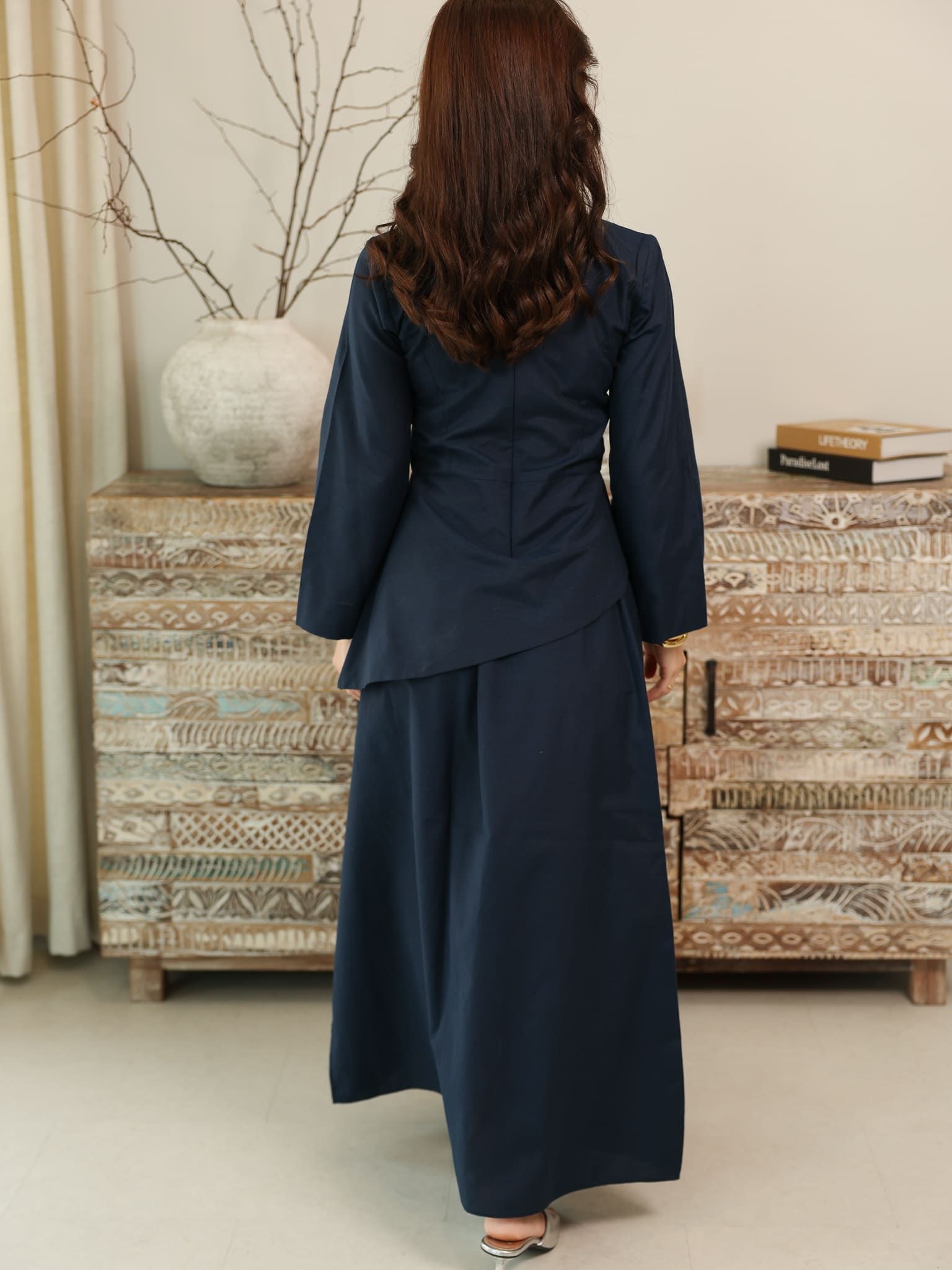 Finae Dark Blue Skirt And Shirt Set