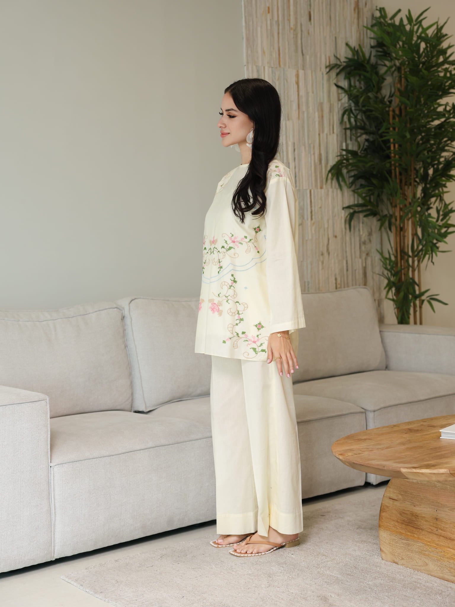 Sarola Cream Embroidered Co Ord Set