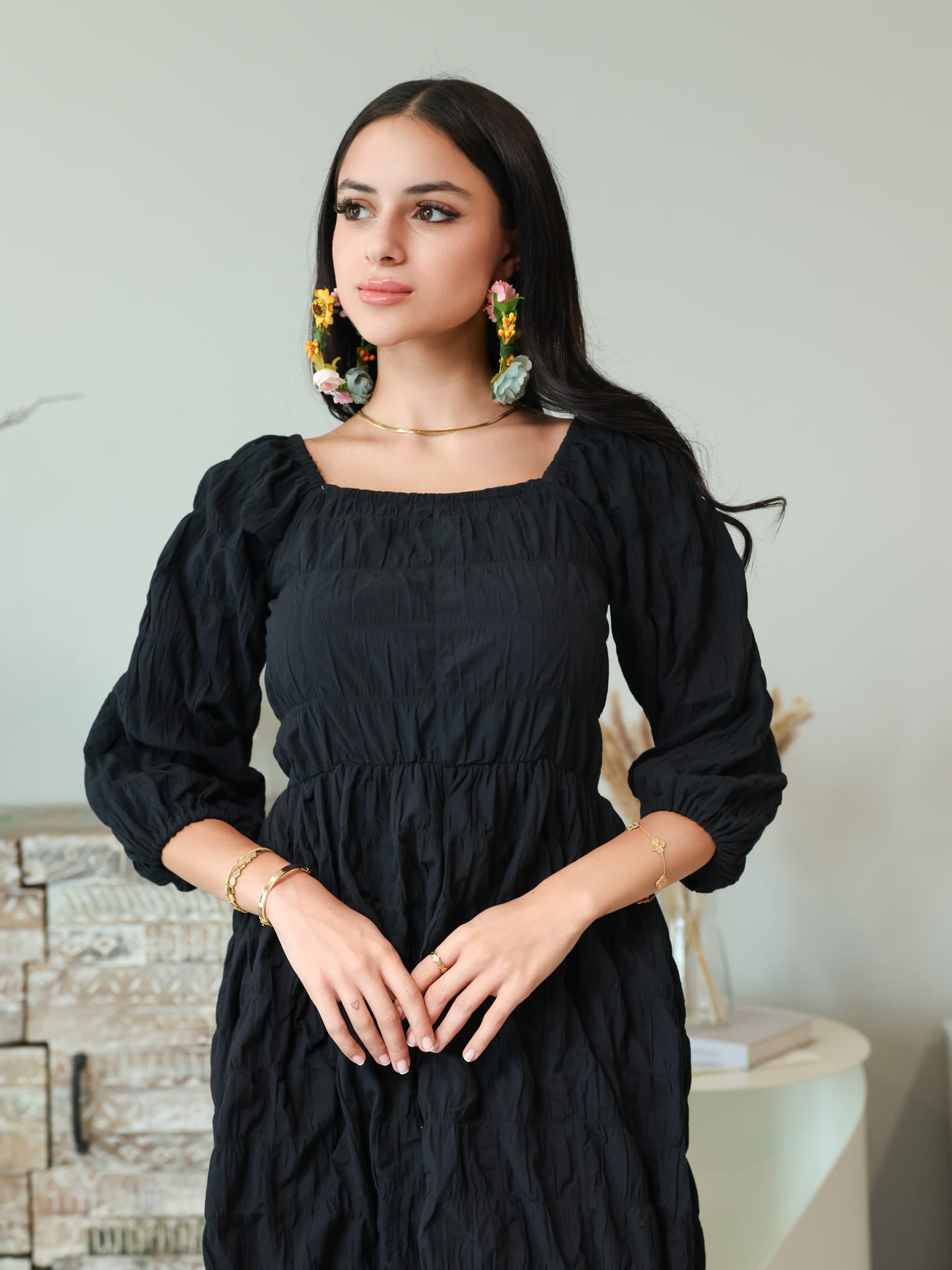 Feava Black Texture Dress
