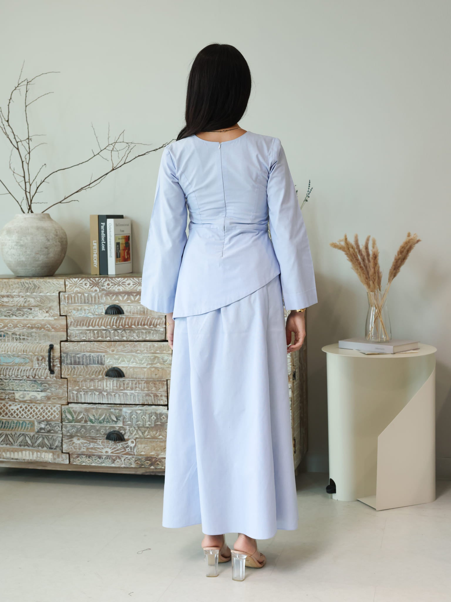 Finae Pastel Blue Skirt And Shirt Set