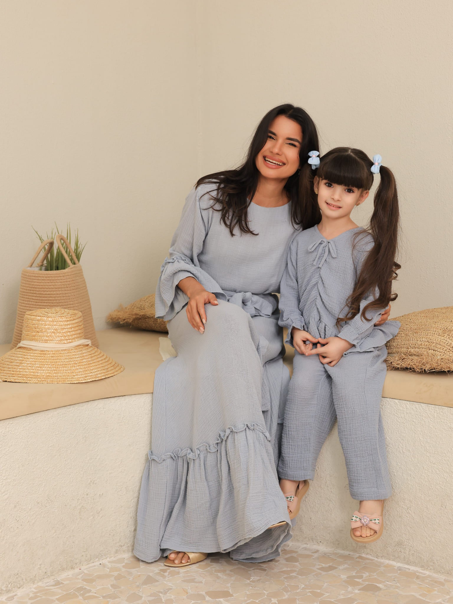 Mini Skyward Muslin Blue Co Ord Set