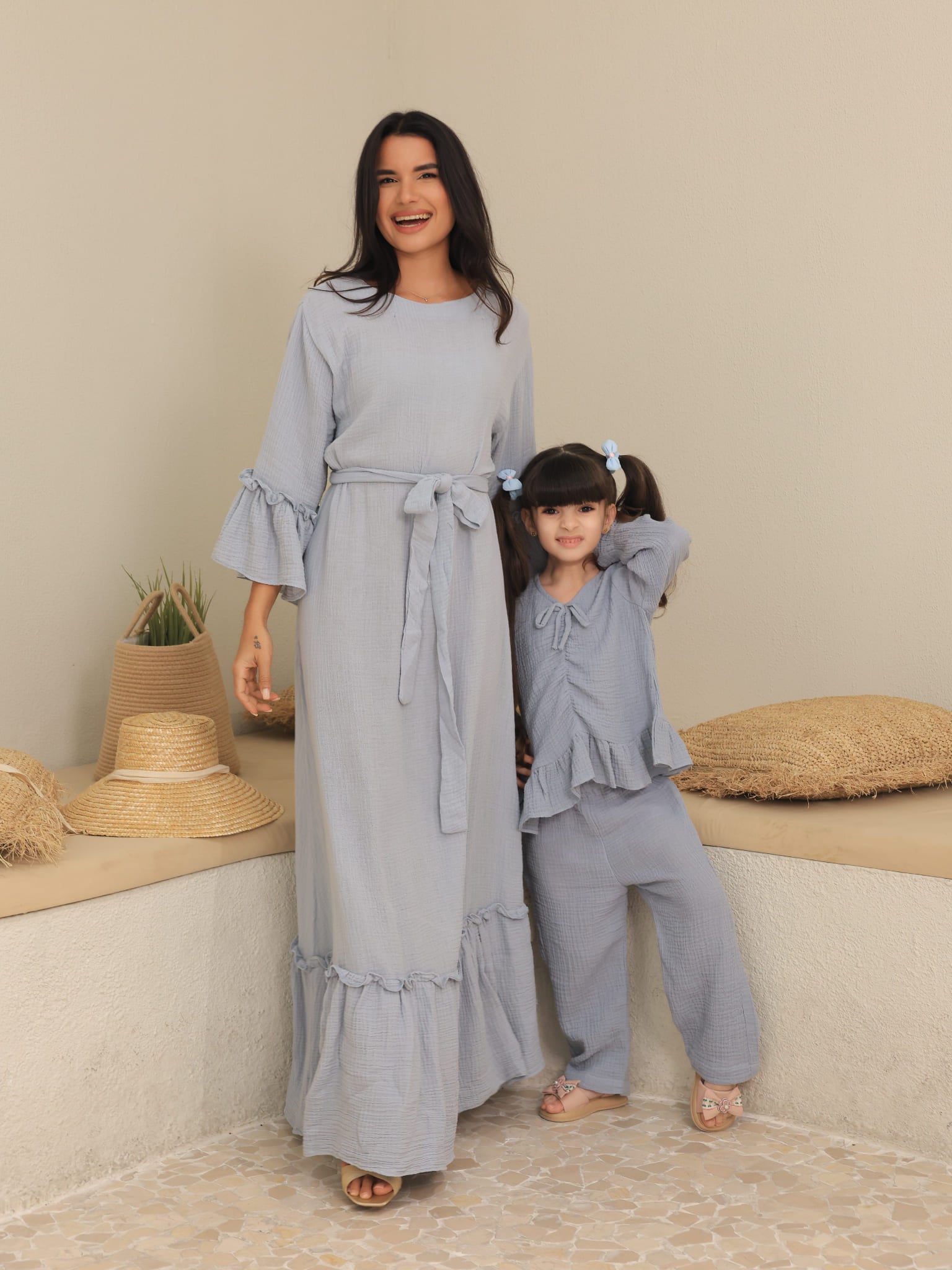 Mini Skyward Muslin Blue Co Ord Set