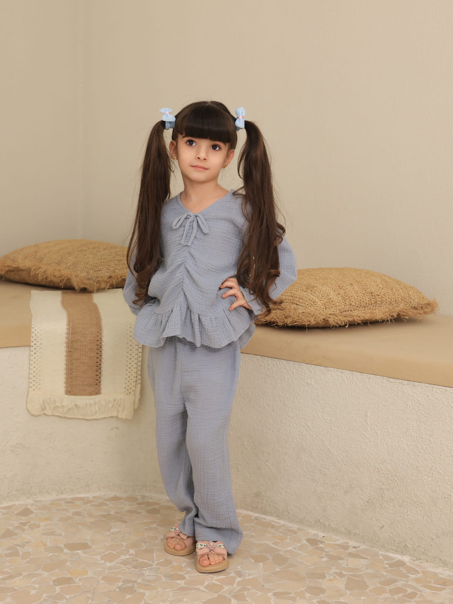 Mini Skyward Muslin Blue Co Ord Set