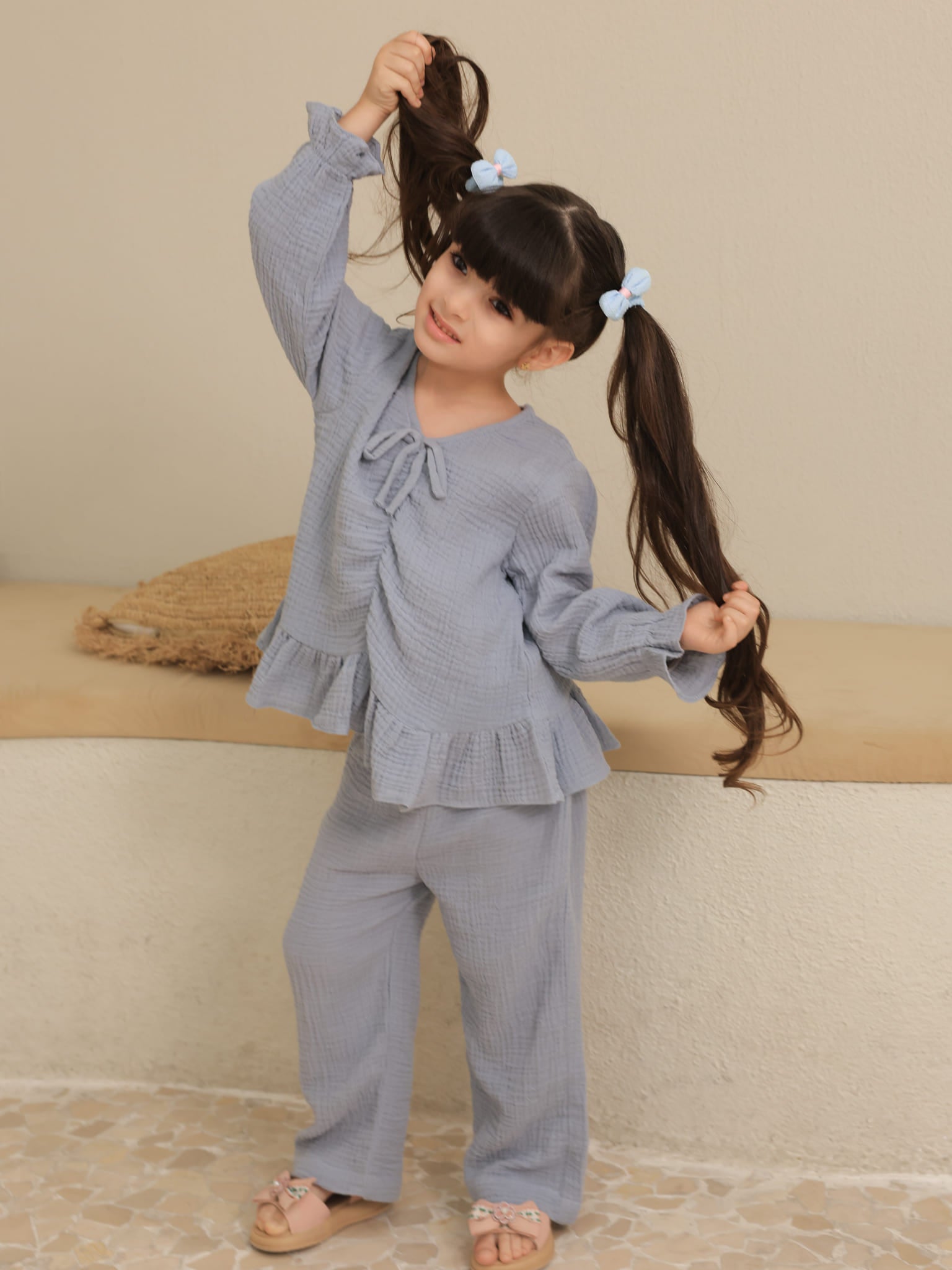 Mini Skyward Muslin Blue Co Ord Set