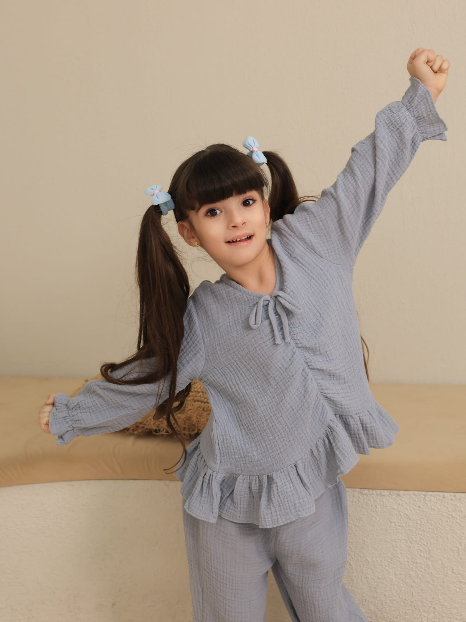 Mini Skyward Muslin Blue Co Ord Set
