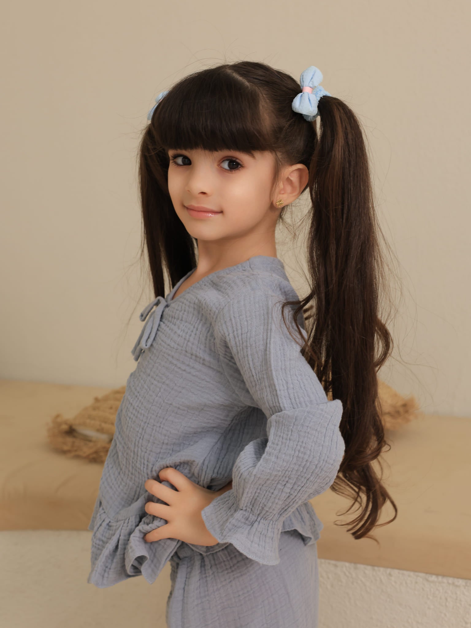 Mini Skyward Muslin Blue Co Ord Set