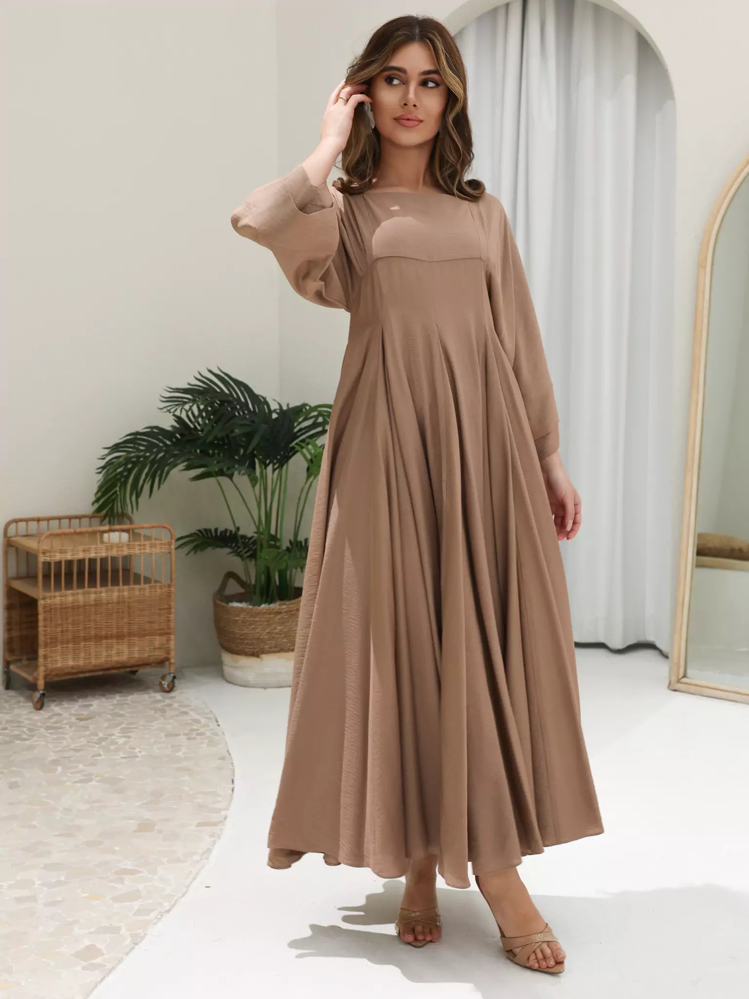 Kyra Beige Flowy Dress