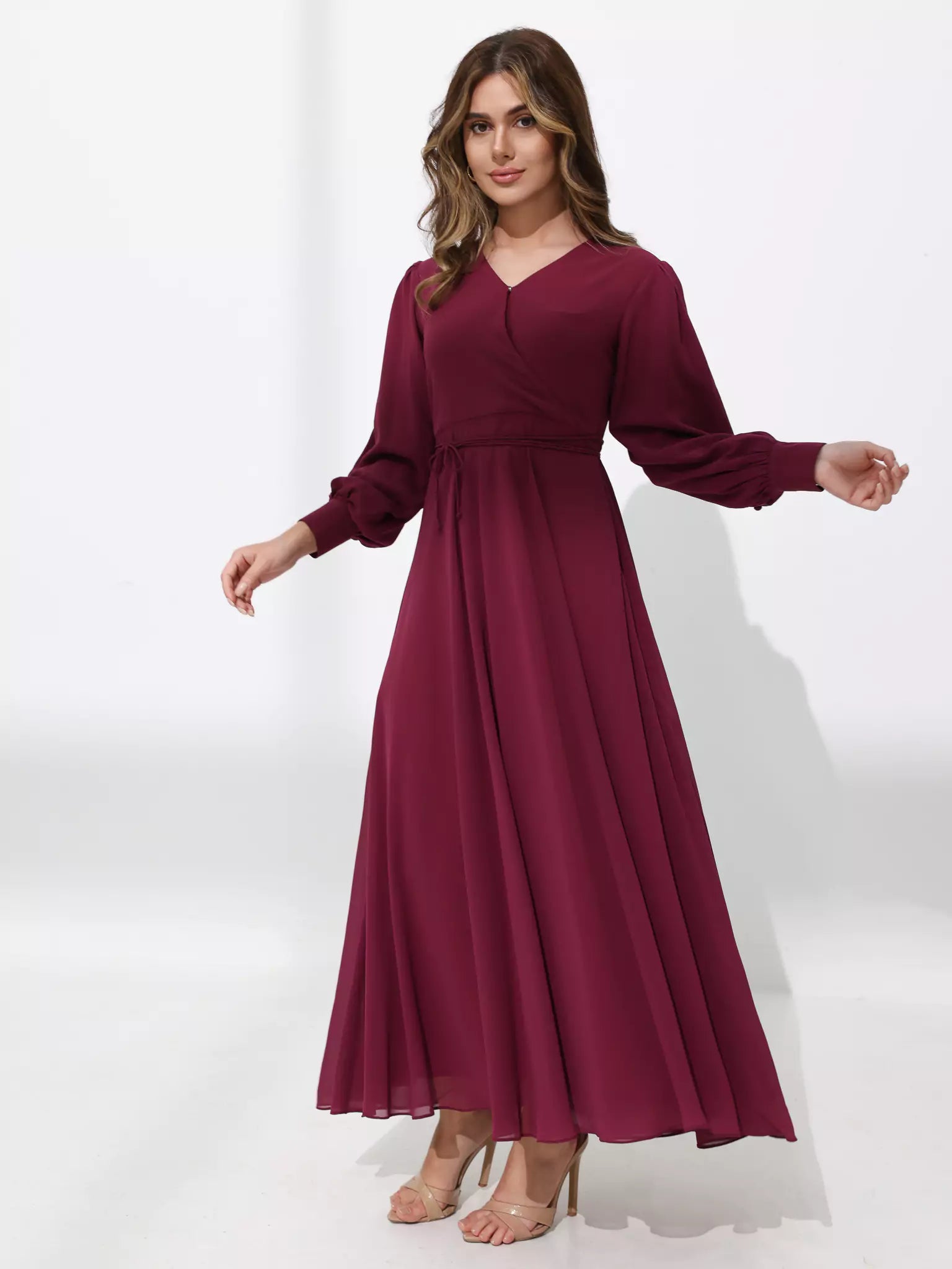 chinese dress ladies Gracie Plum Solid Long Dress
