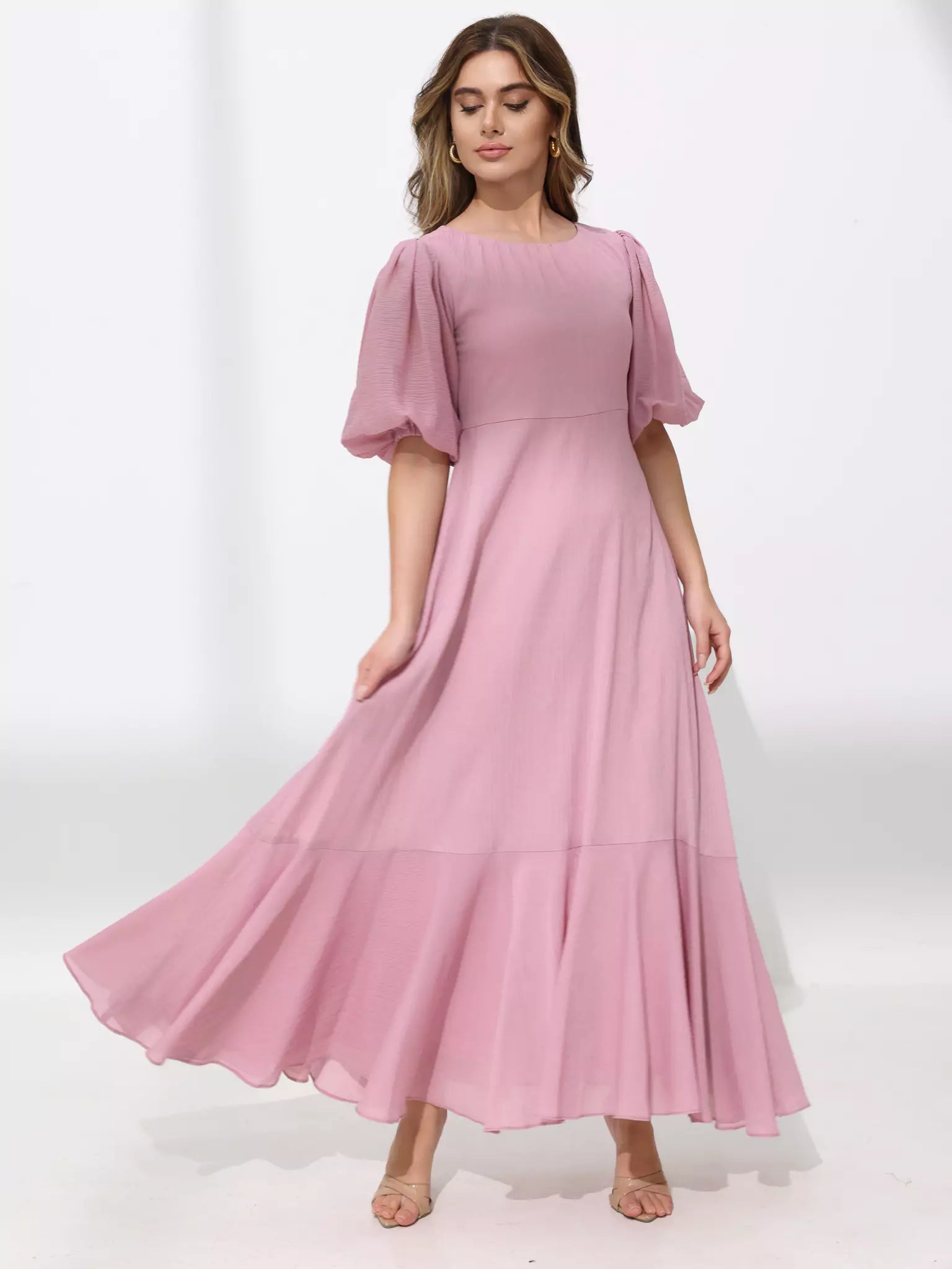 Whispering Petals Lilac Long Dress