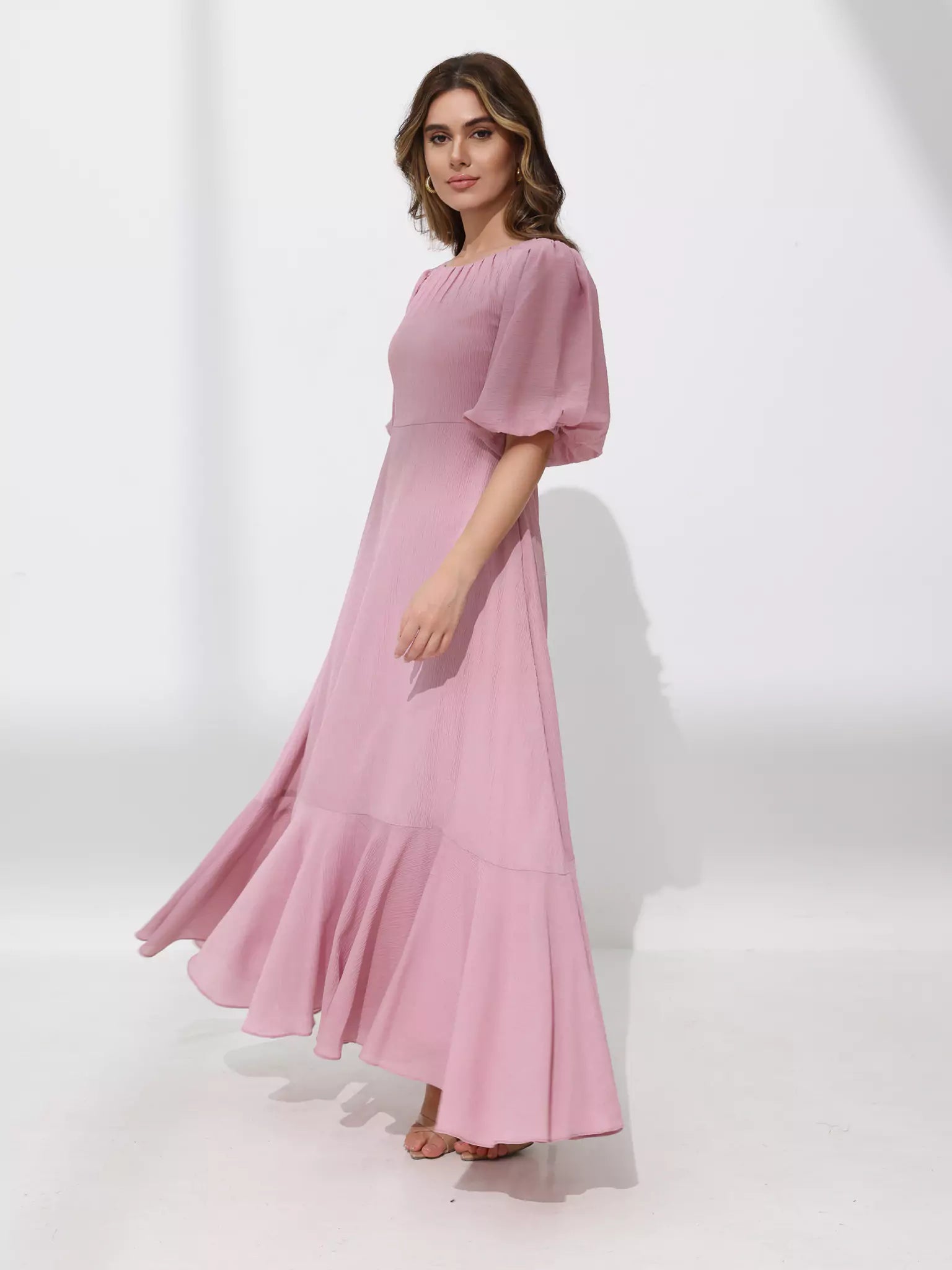 Whispering Petals Lilac Long Dress