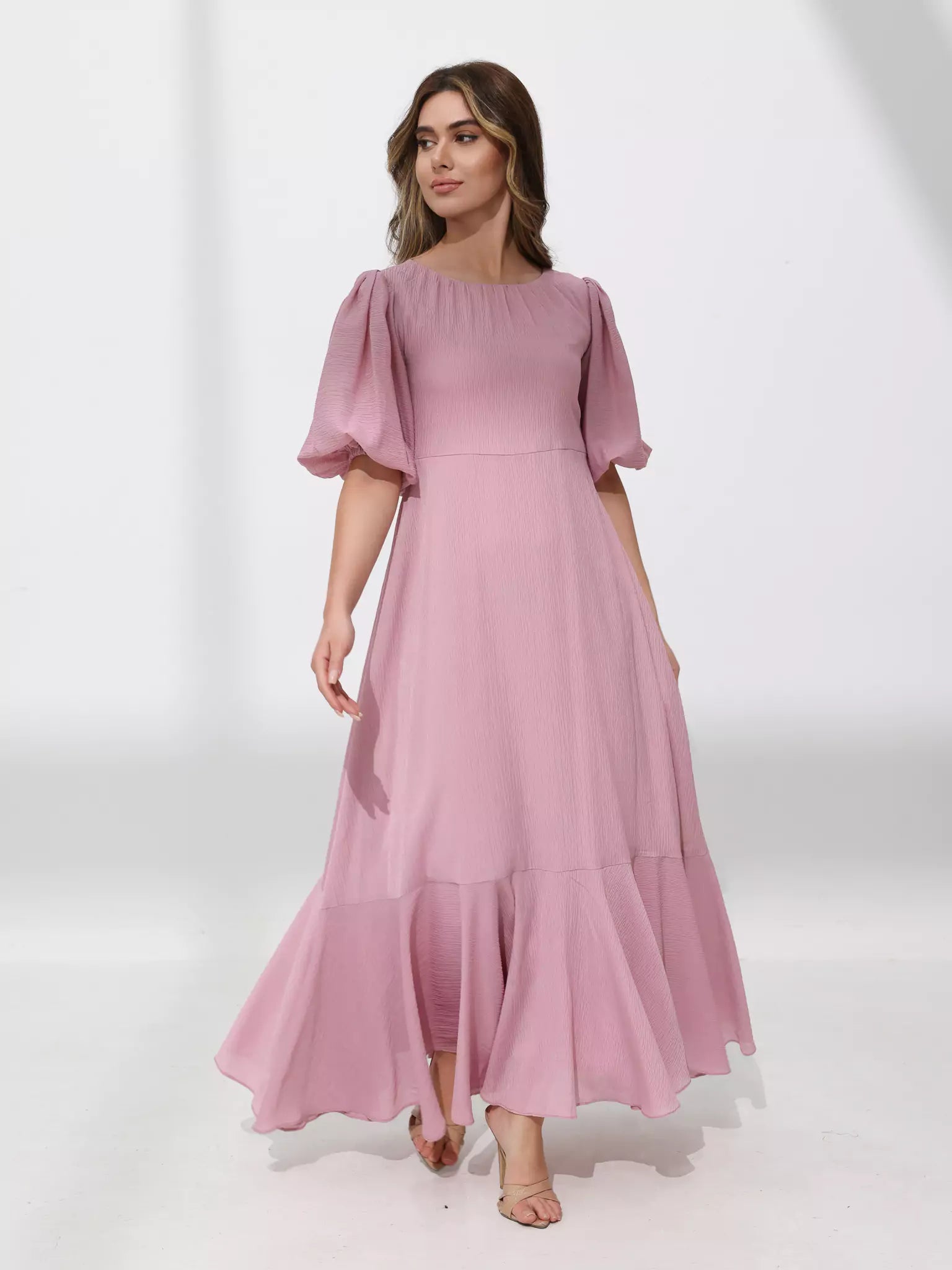 Whispering Petals Lilac Long Dress