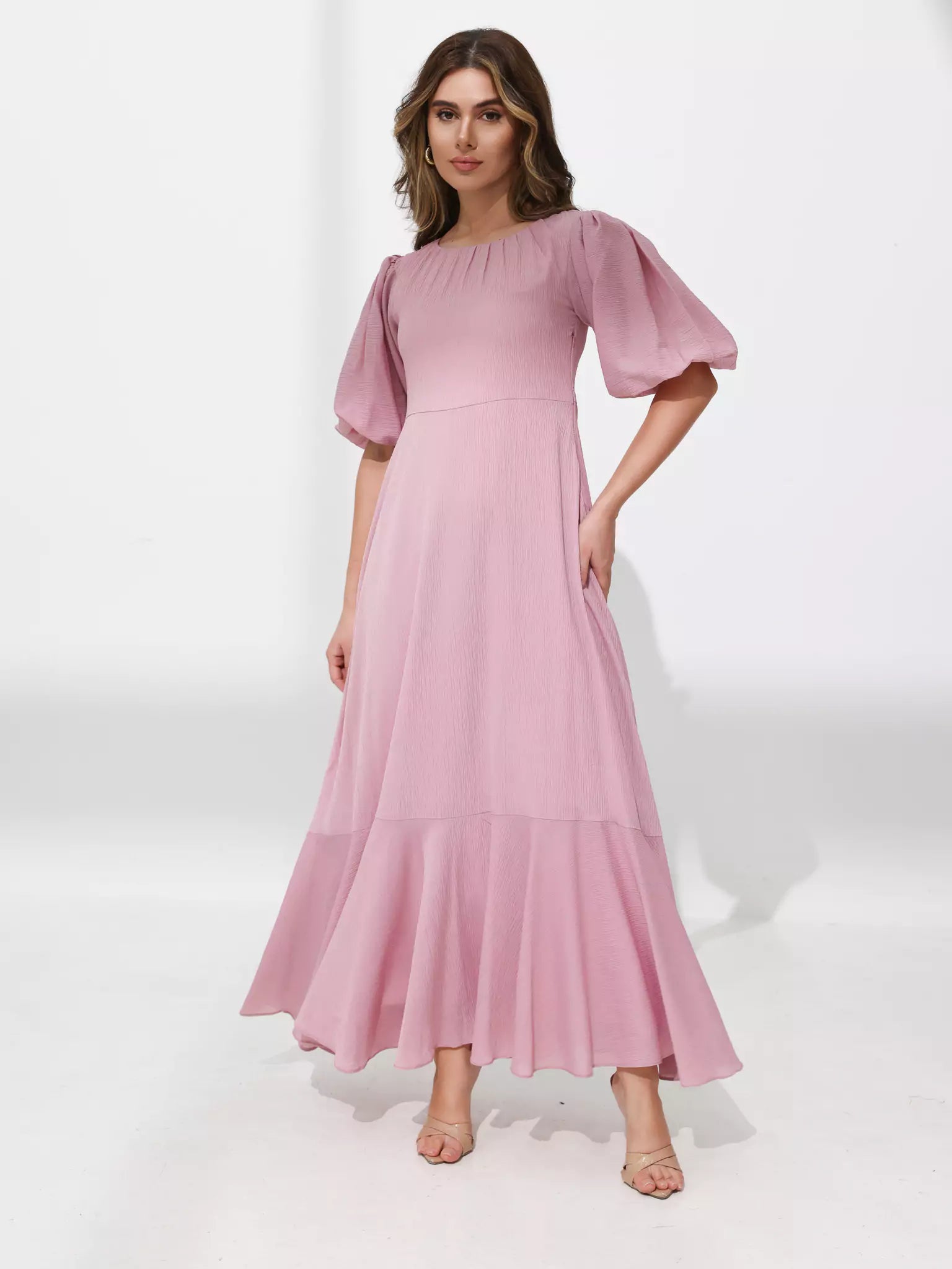 Whispering Petals Lilac Long Dress