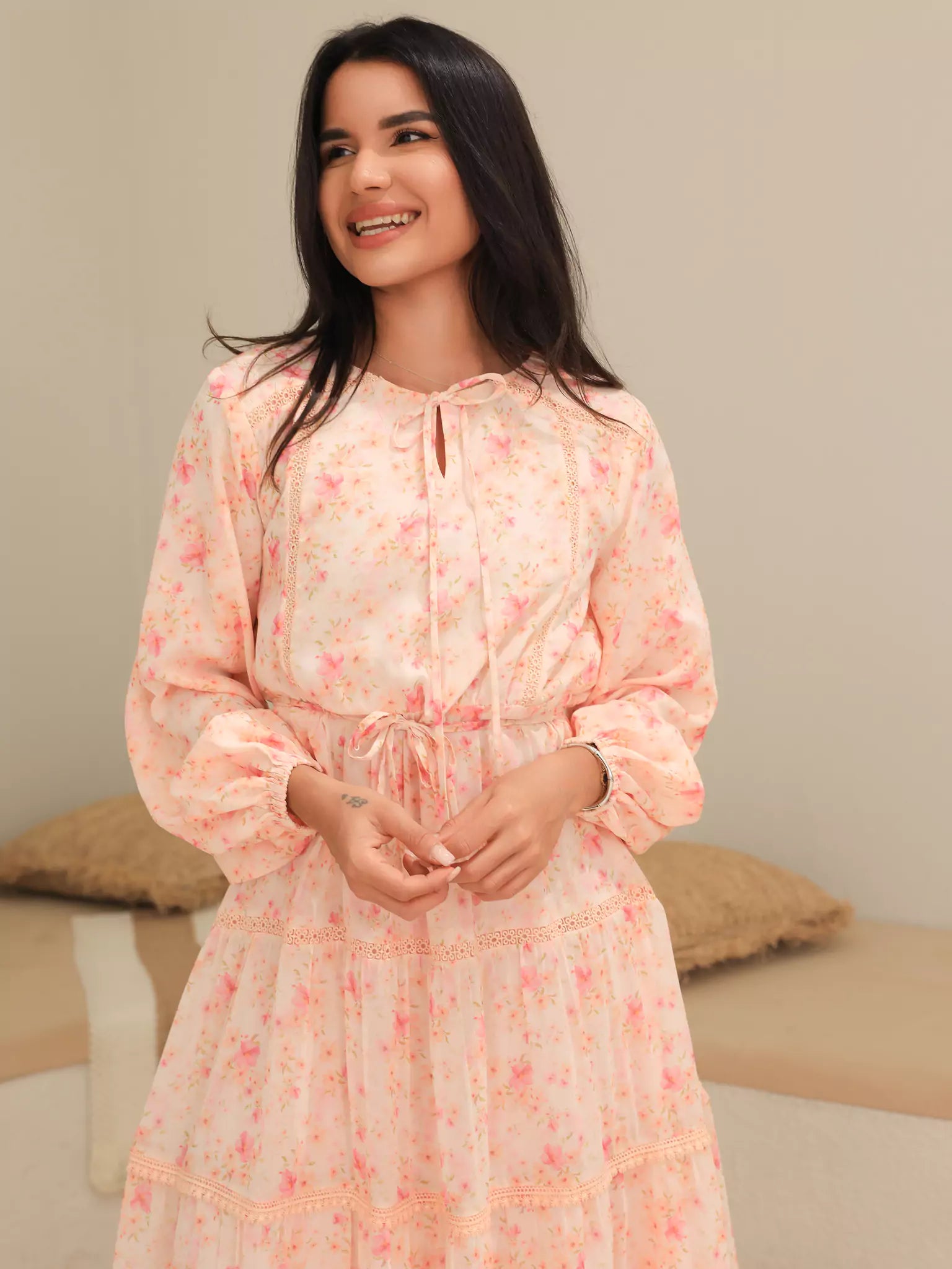 Blushhaven Floral Lace Long Dress