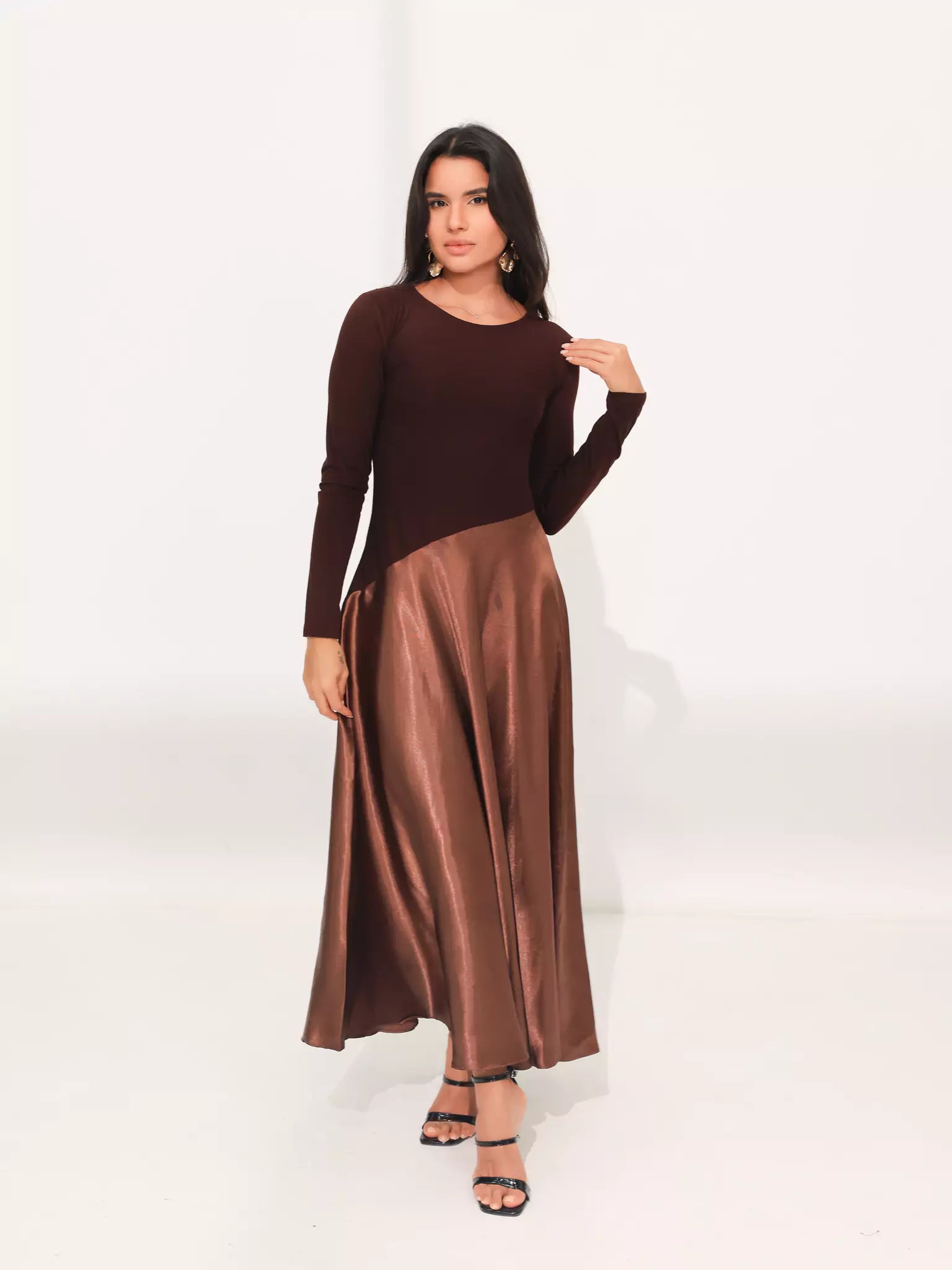 Truffra Brown Silk Jersey Dress