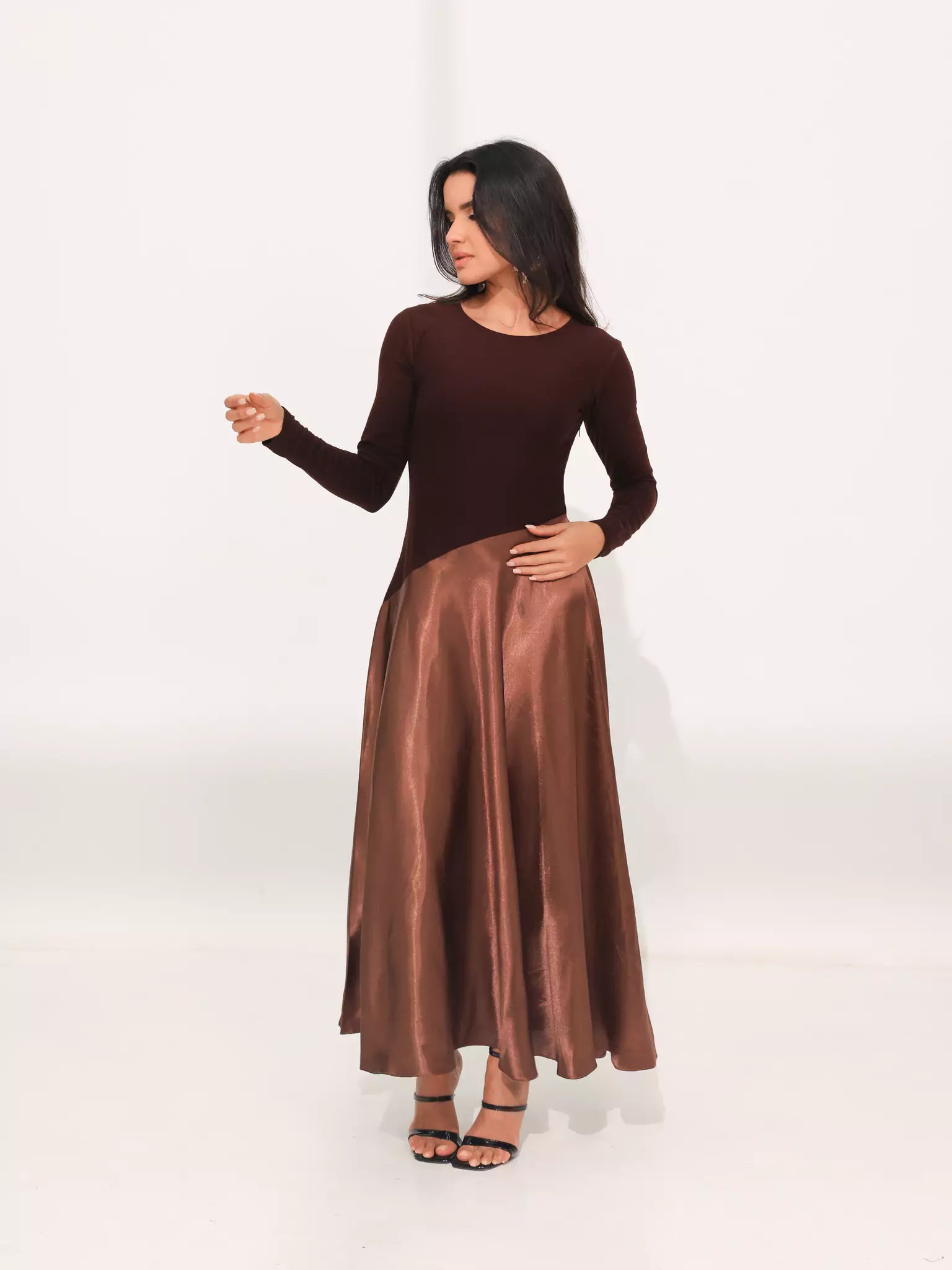 Truffra Brown Silk Jersey Dress