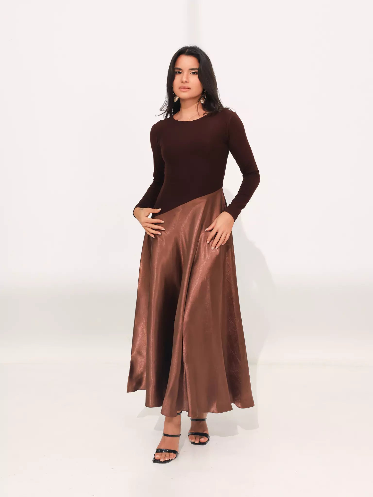 Truffra Brown Silk Jersey Dress