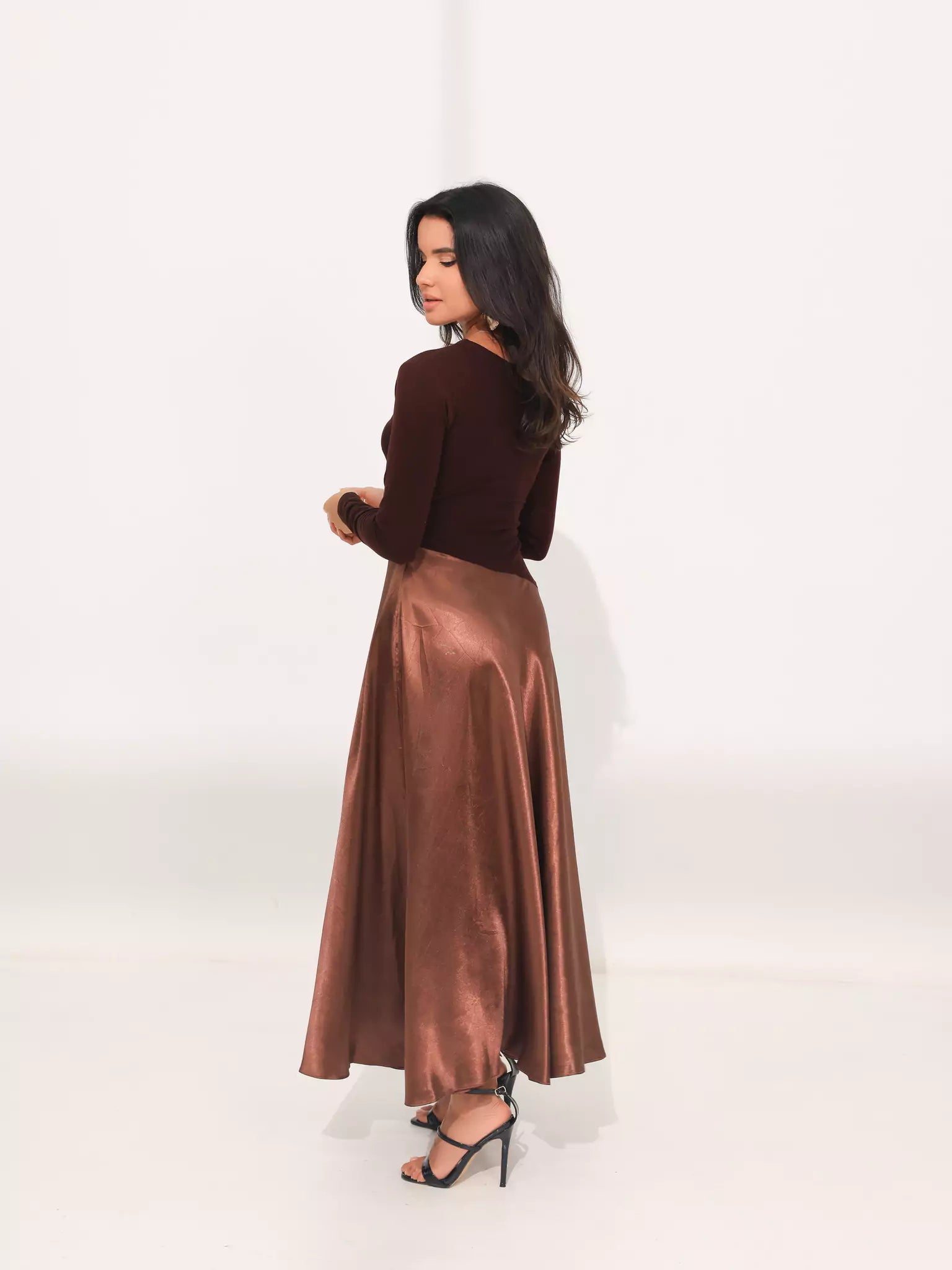 Truffra Brown Silk Jersey Dress