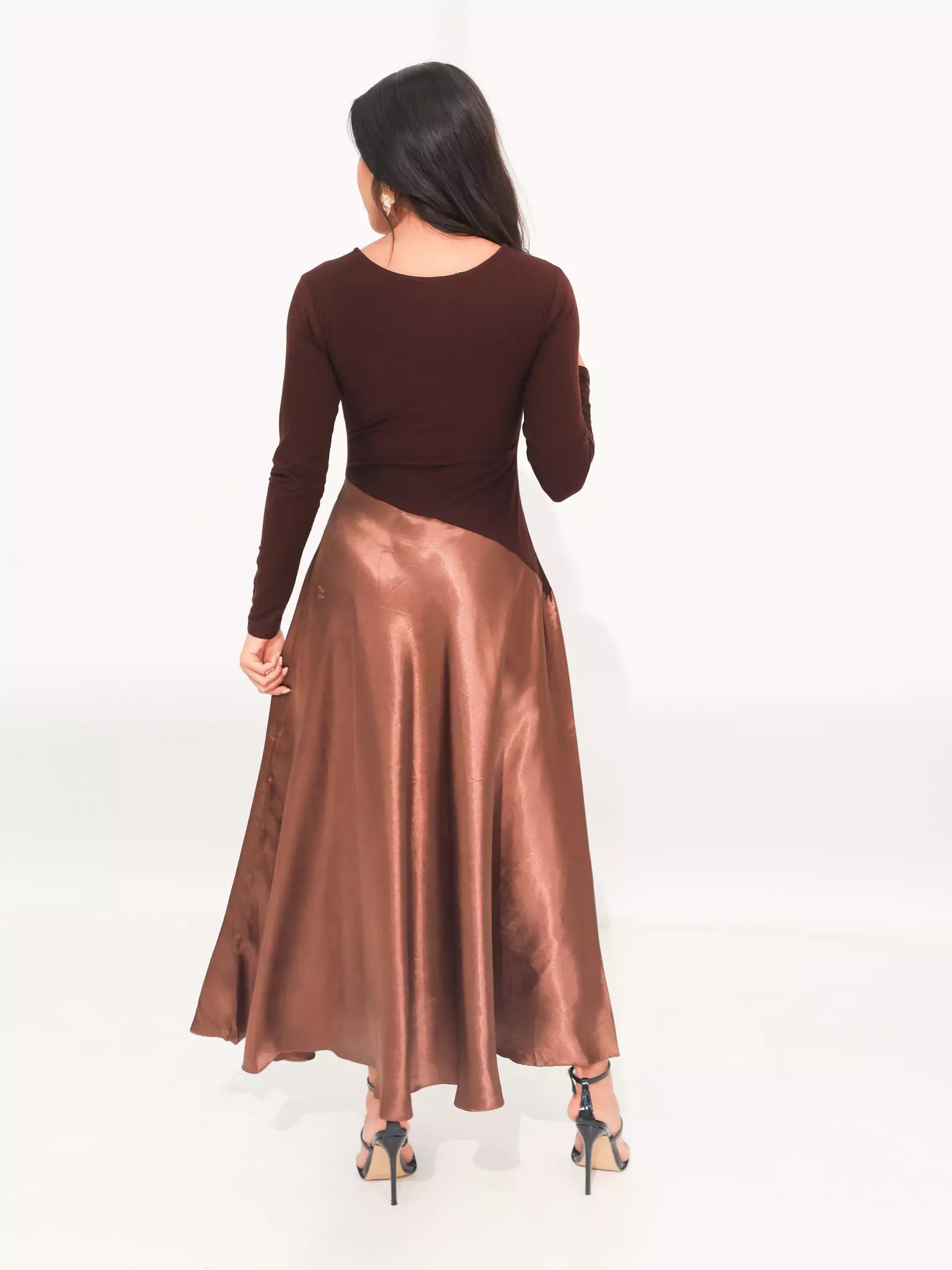 Truffra Brown Silk Jersey Dress