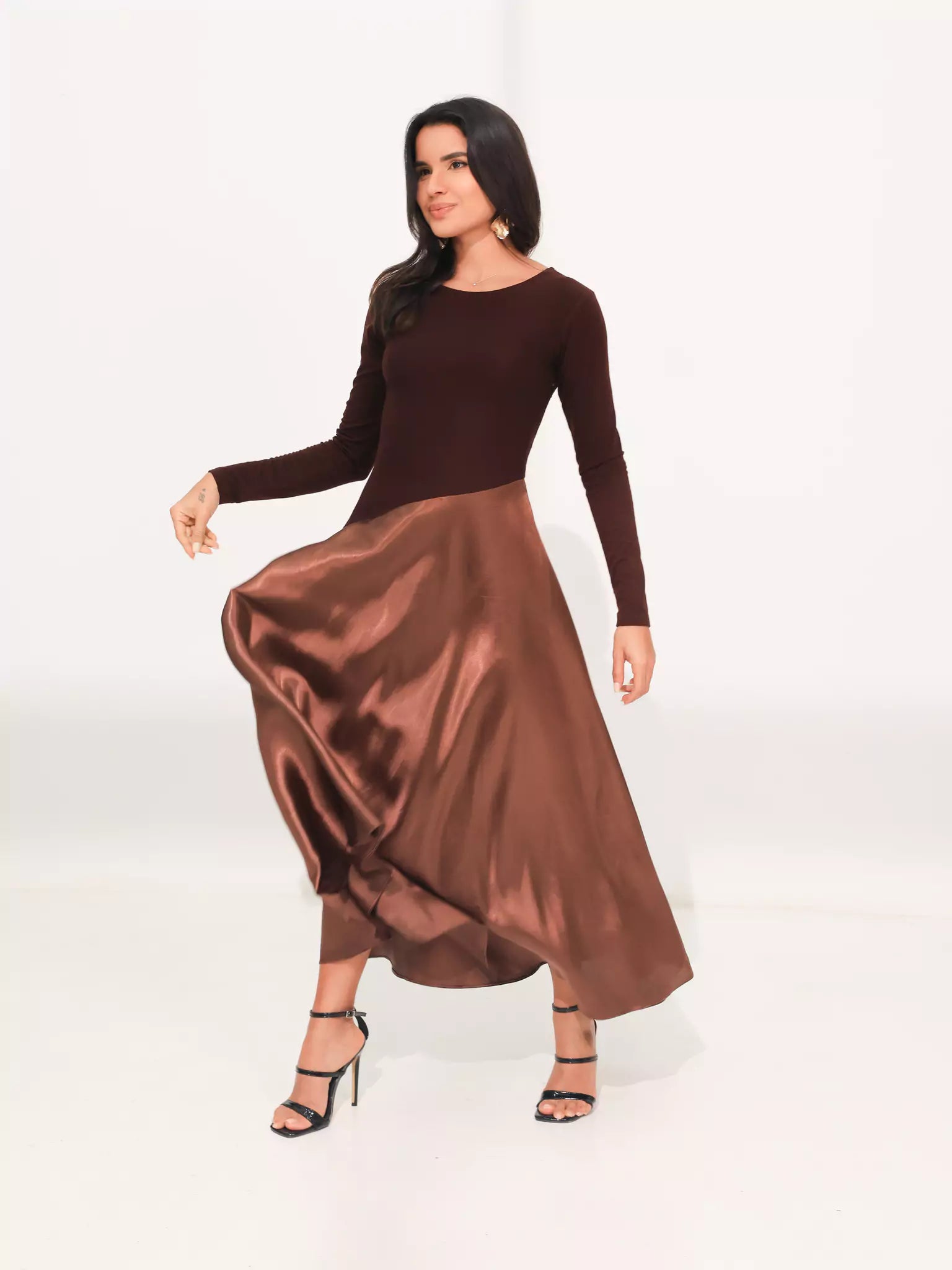 Truffra Brown Silk Jersey Dress