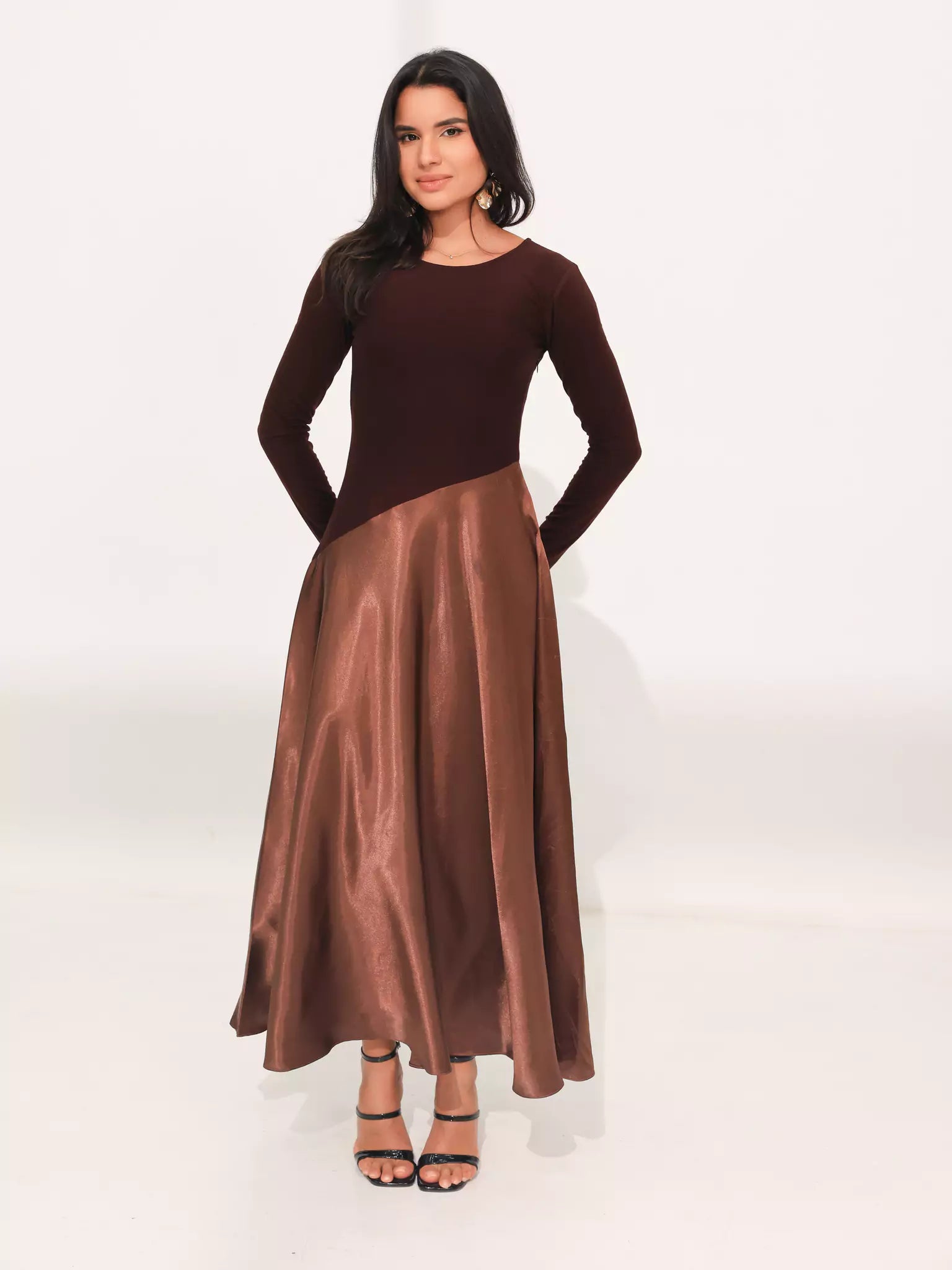 Truffra Brown Silk Jersey Dress