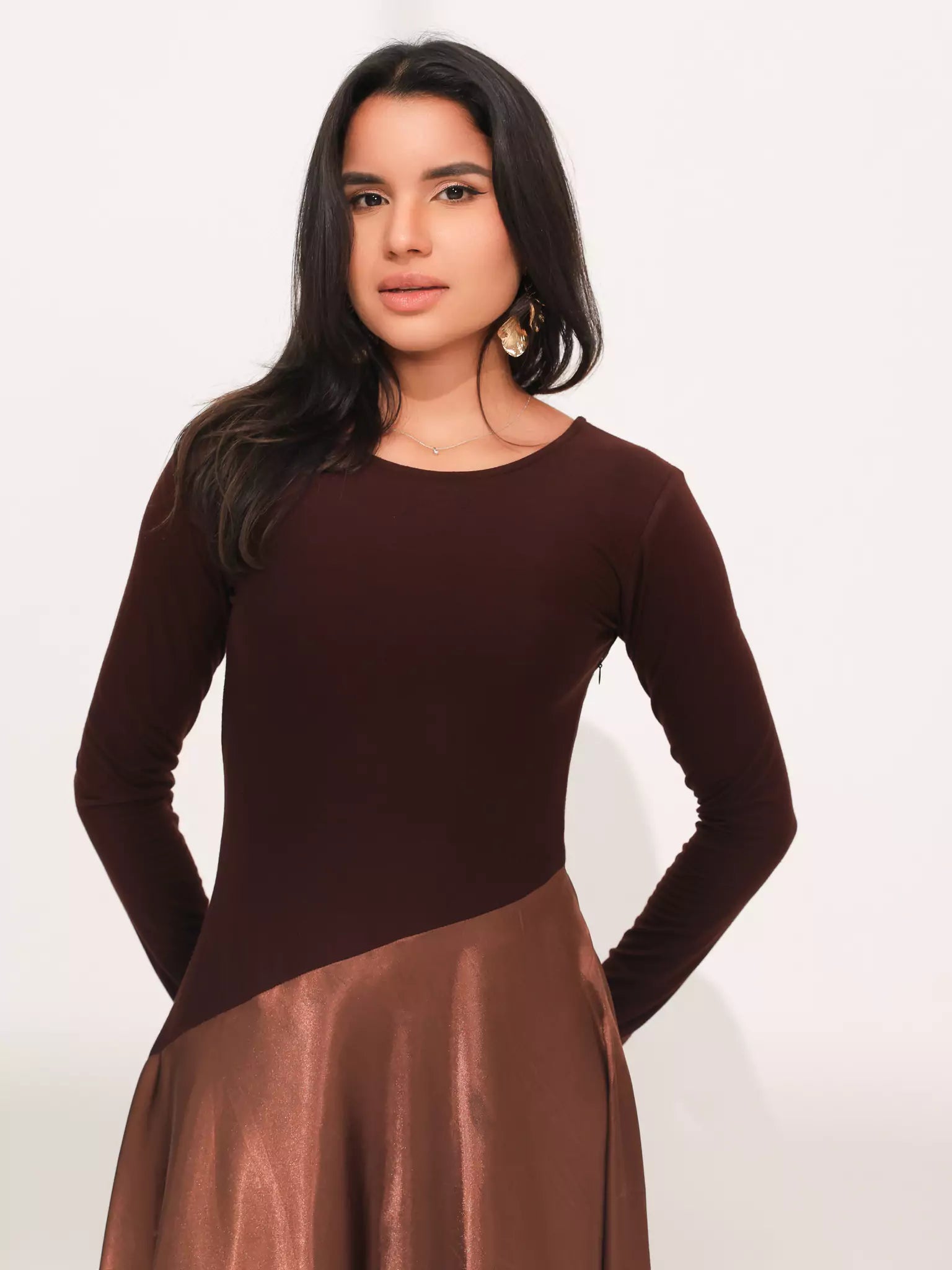 Truffra Brown Silk Jersey Dress