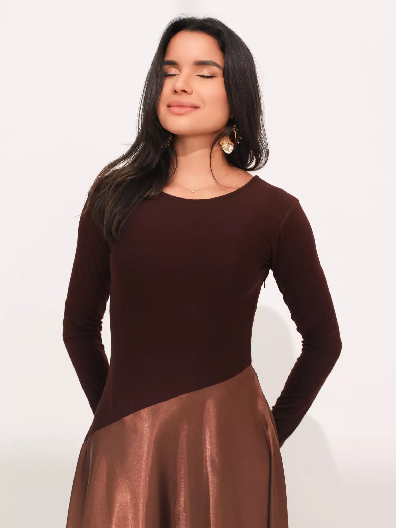 Truffra Brown Silk Jersey Dress