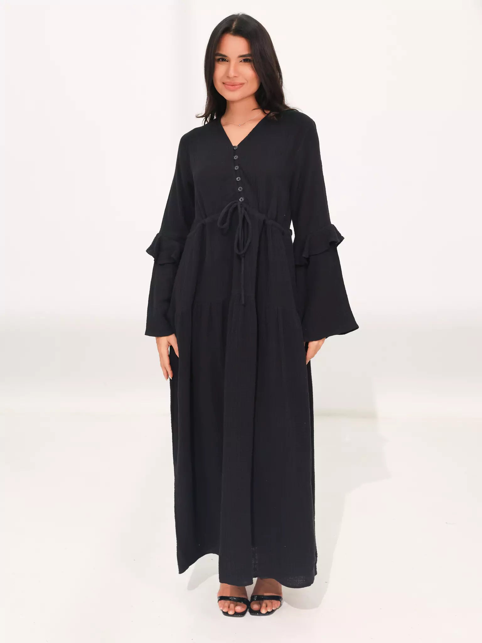 Elowen Muslin Black Long Dress