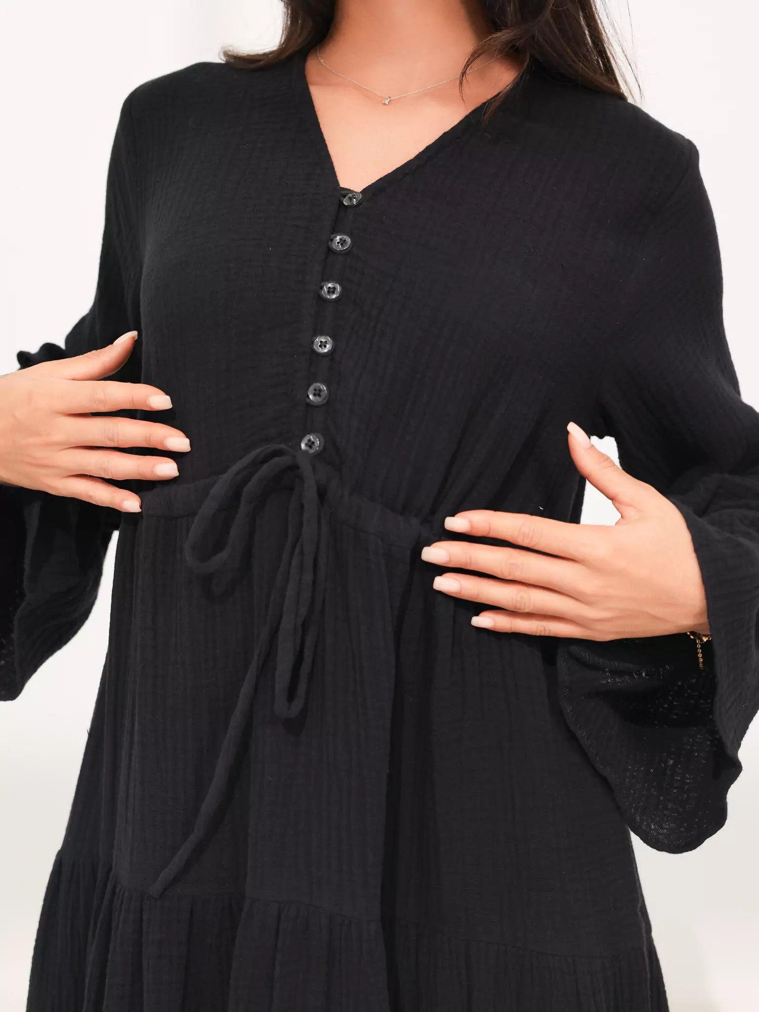 Elowen Muslin Black Long Dress