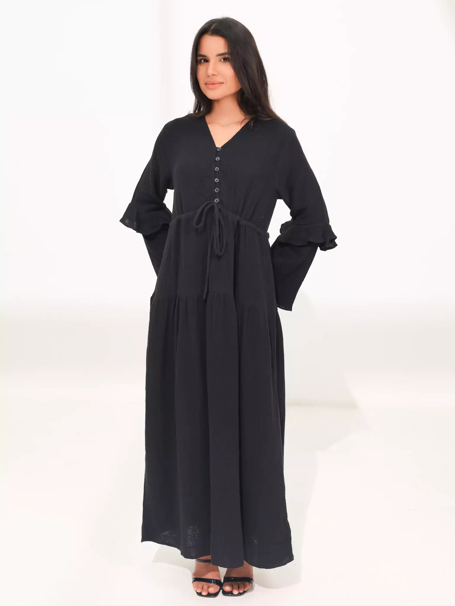 Elowen Muslin Black Long Dress