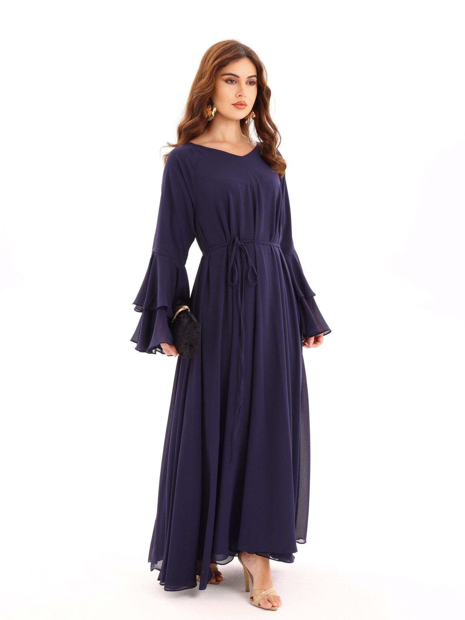 Anna Blue Chiffon Long Dress