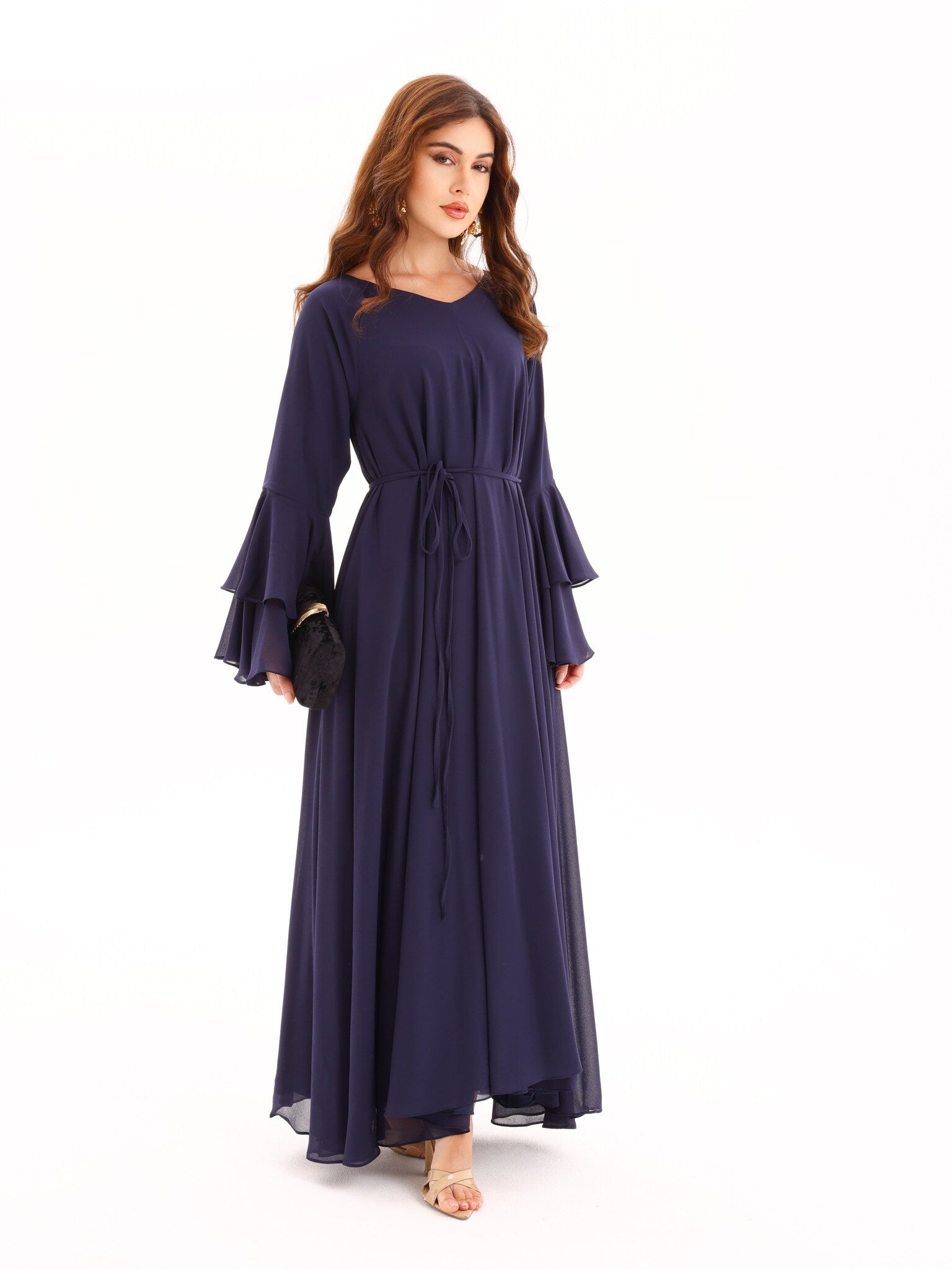 Anna Blue Chiffon Long Dress