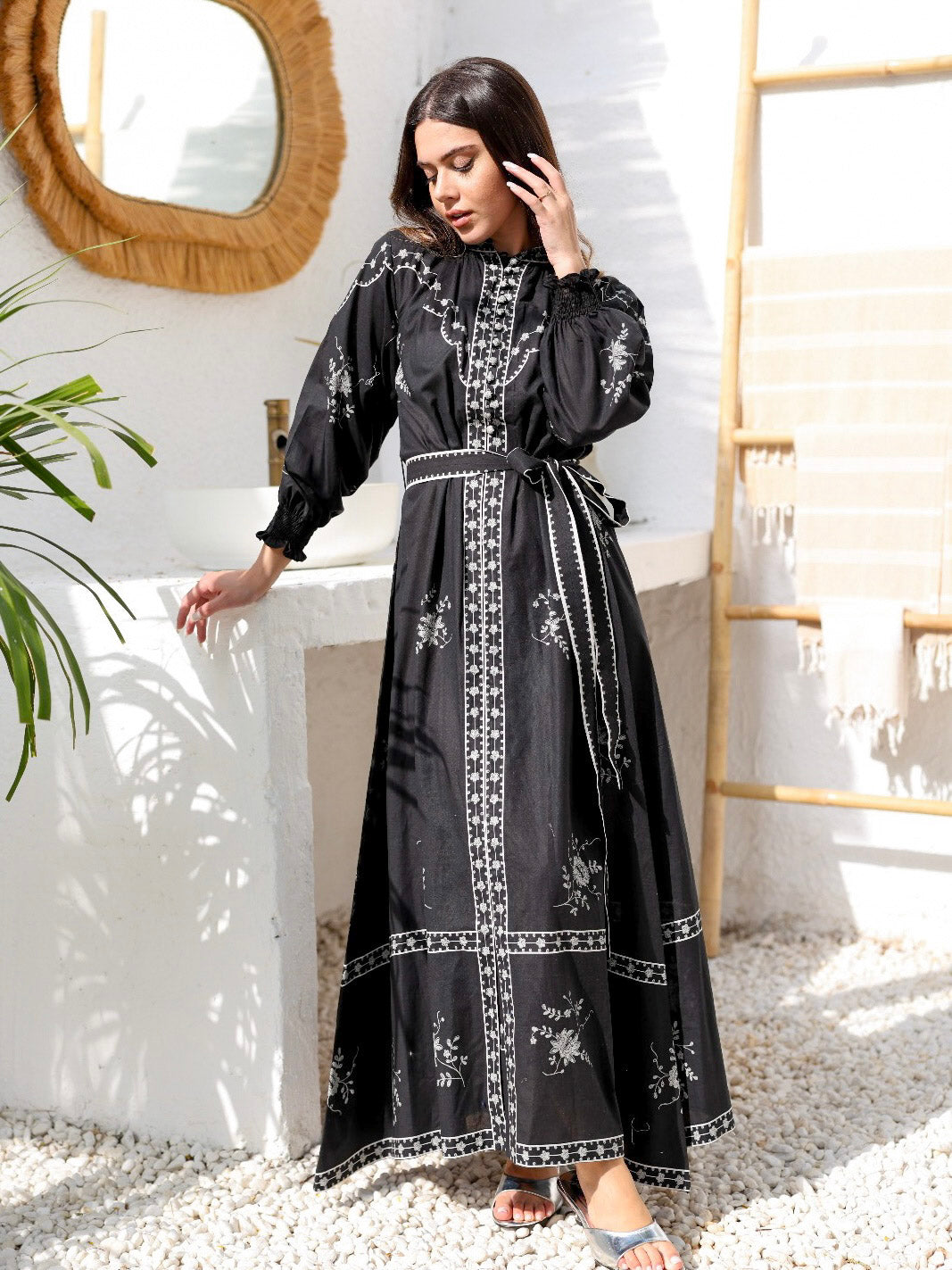 Megara Black Cotton Dress