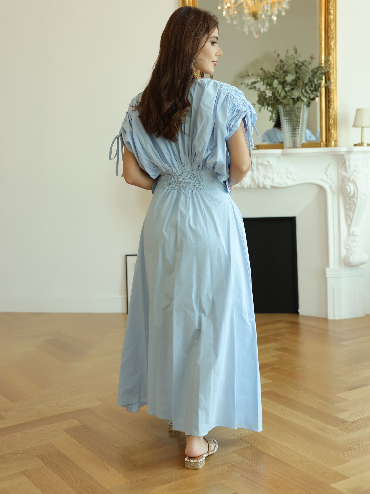Icy Flora Pastel Blue 3d Flower Dress