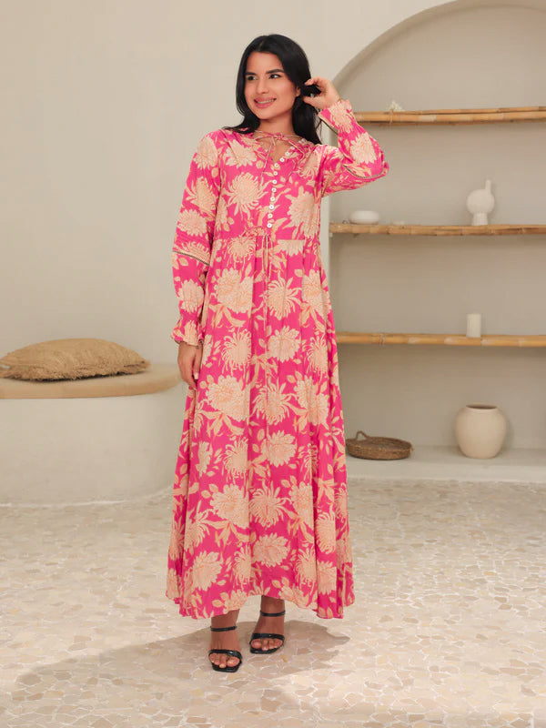 Fluff Pluff Floral Long Dress