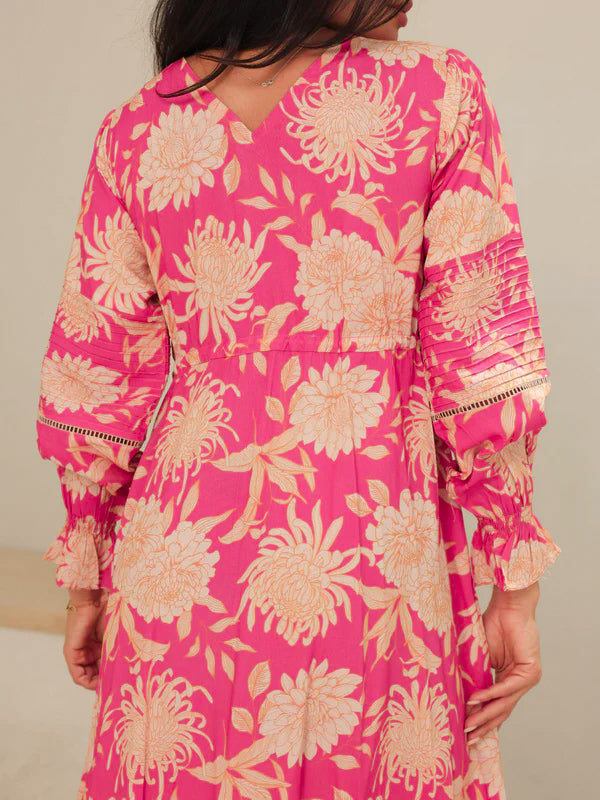 Fluff Pluff Floral Long Dress