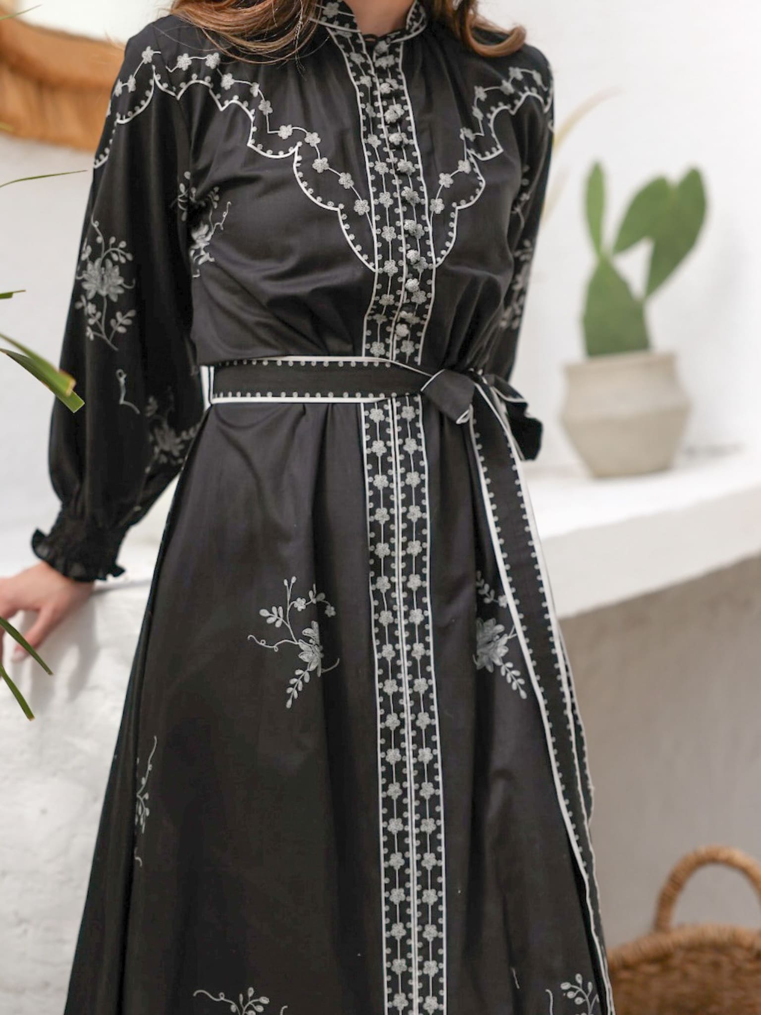 Megara Black Cotton Dress