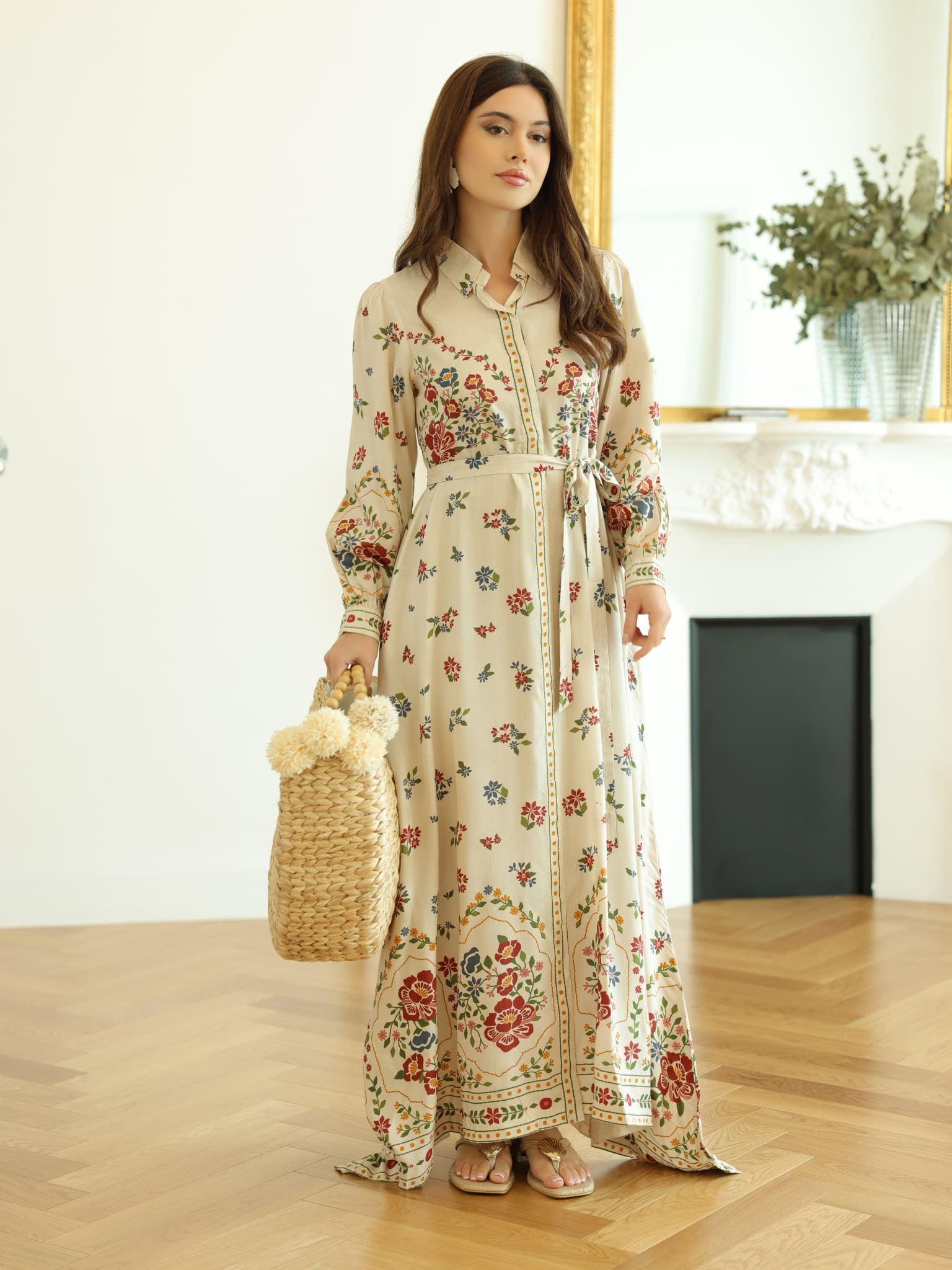 DOLORES LONG DRESS FLOWERS PRINT