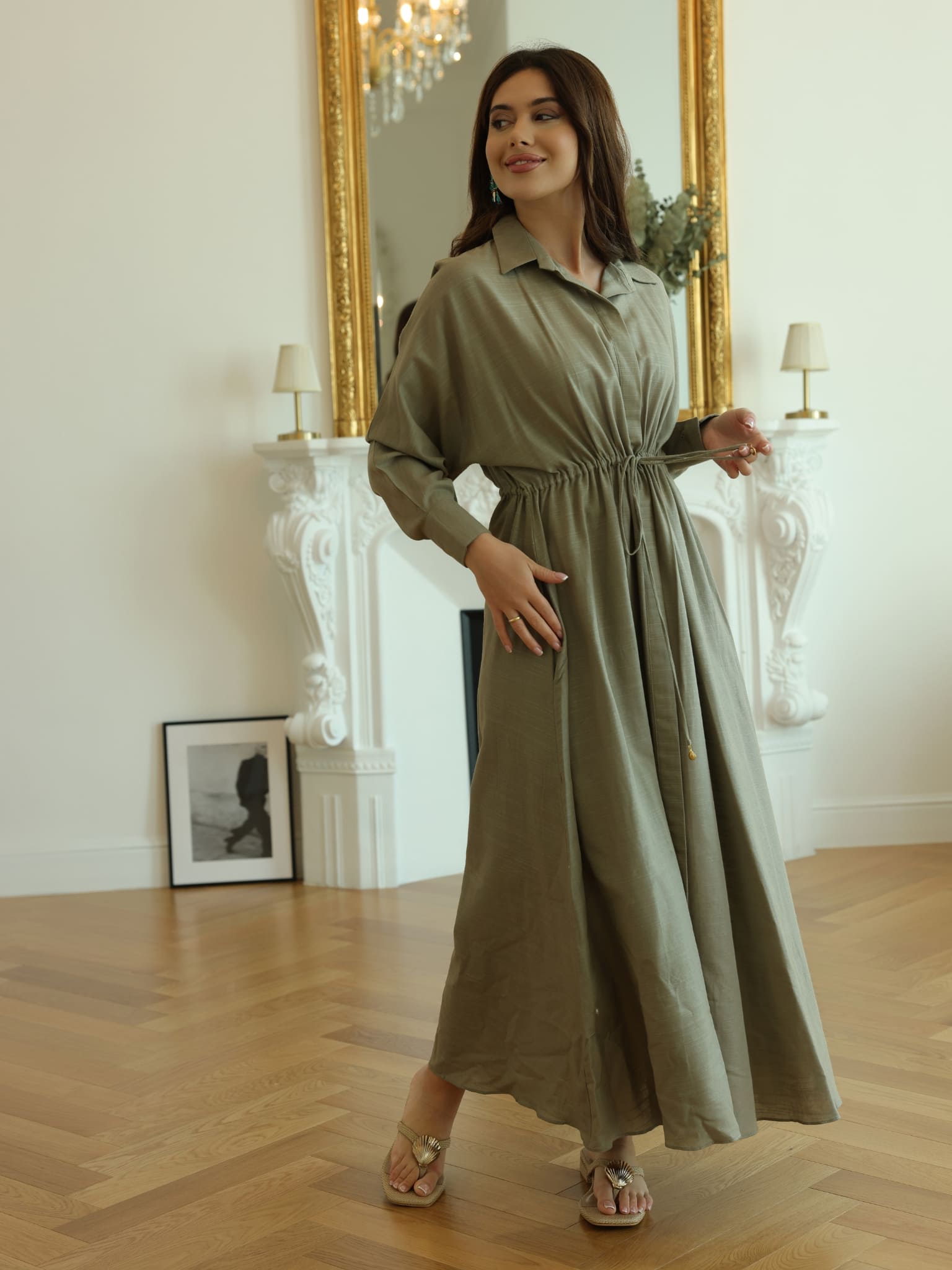 Arden Olive Long Dress