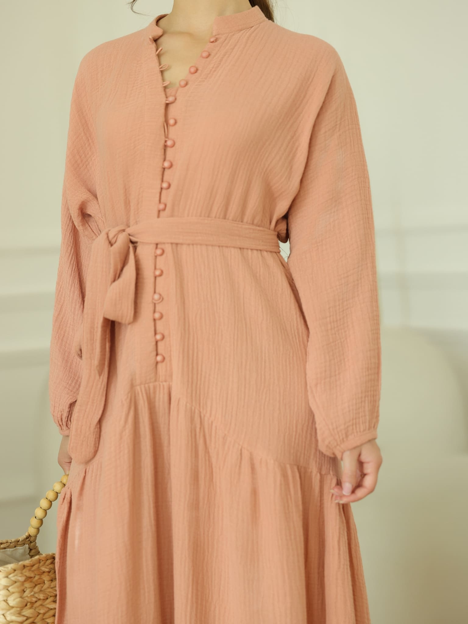 Ophelia Pastel Pink Muslin Long Dress