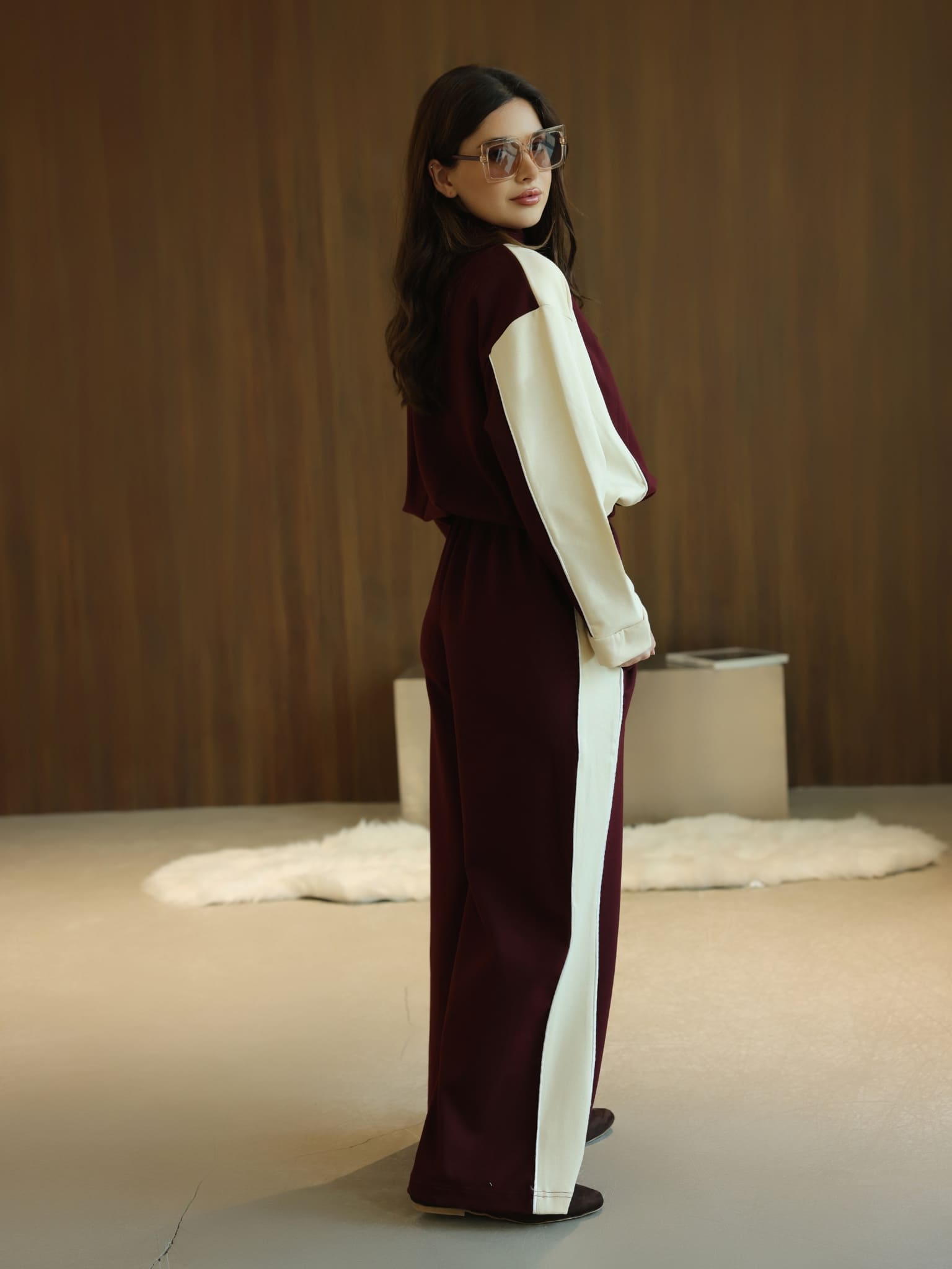 Signora Maroon & Cream Softstreme Sweat Pants
