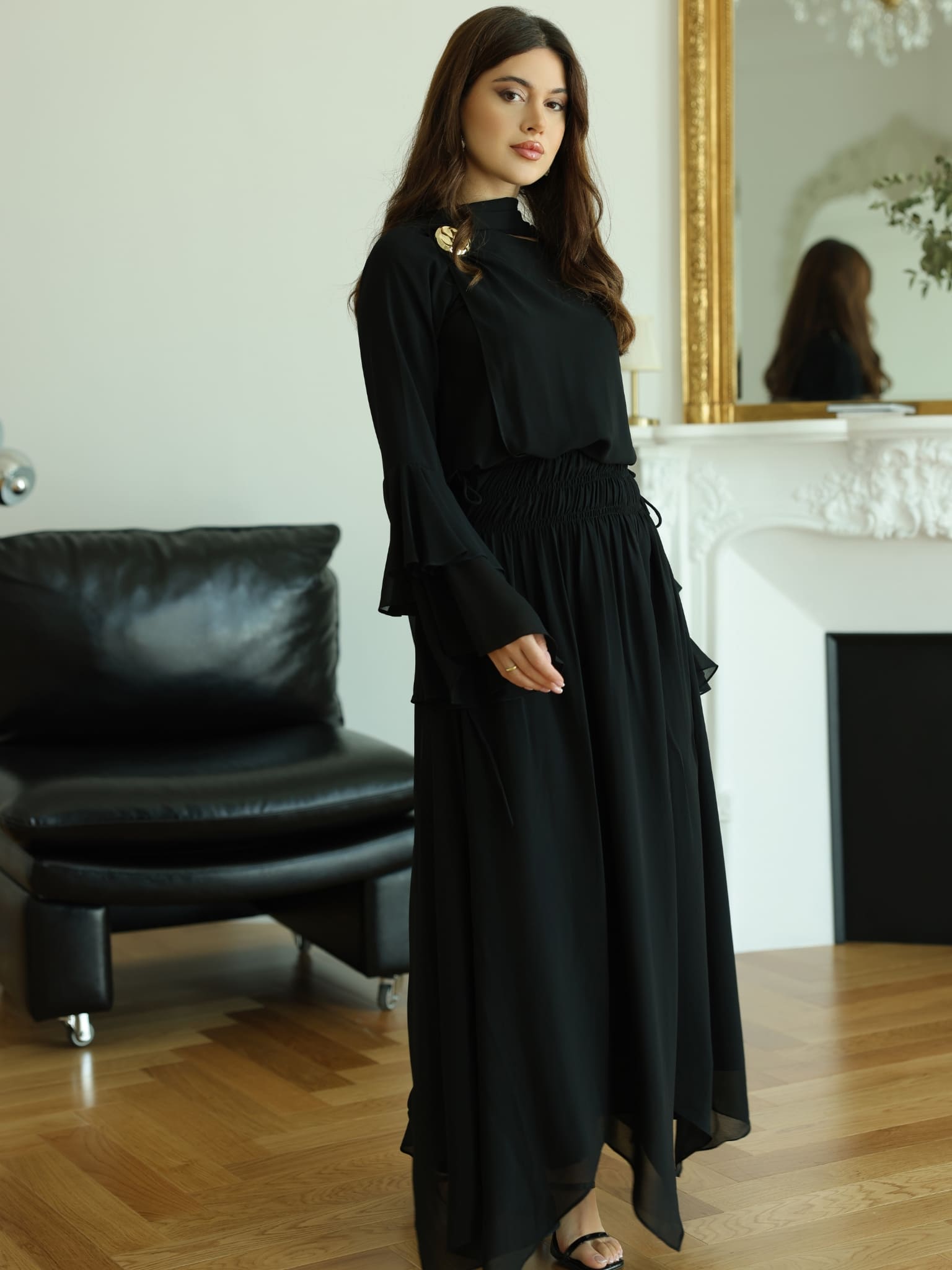 Rumi Ruching Black Skirt