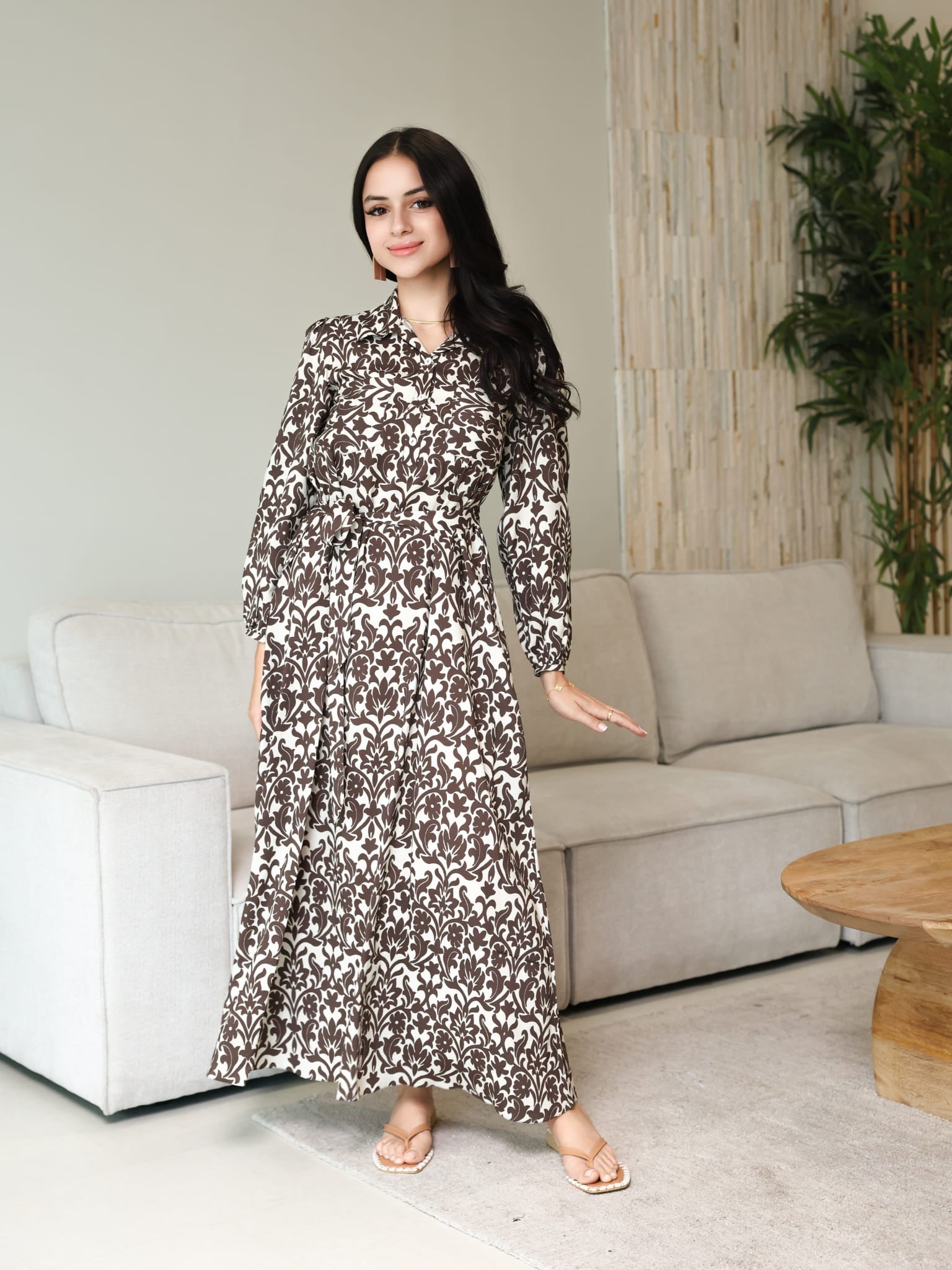 Inkris Brown Long Dress With Pockets
