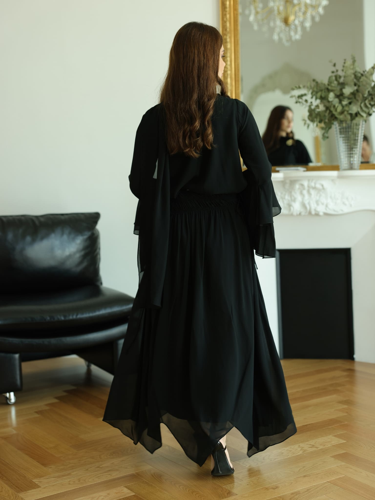 Rumi Ruching Black Skirt