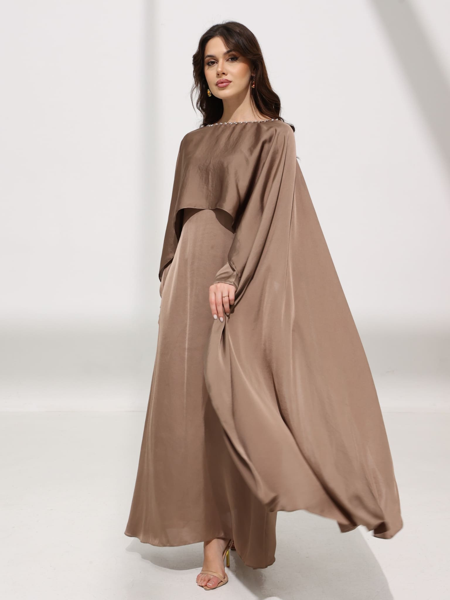 white christmas dresses Ferisha Dusky Embellished Cape And Dress