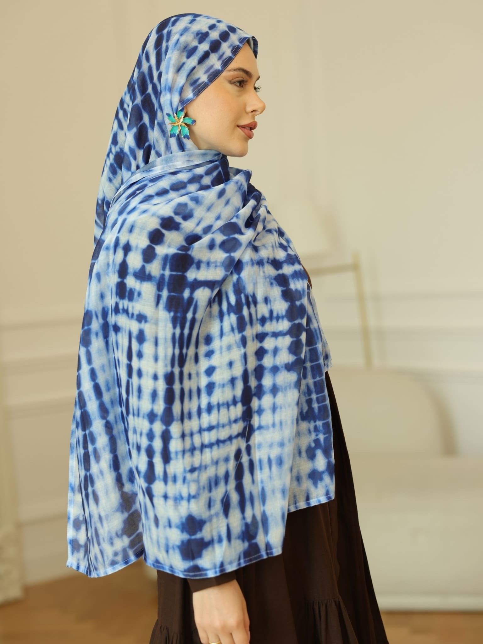 Blue Tile Printed Hijab