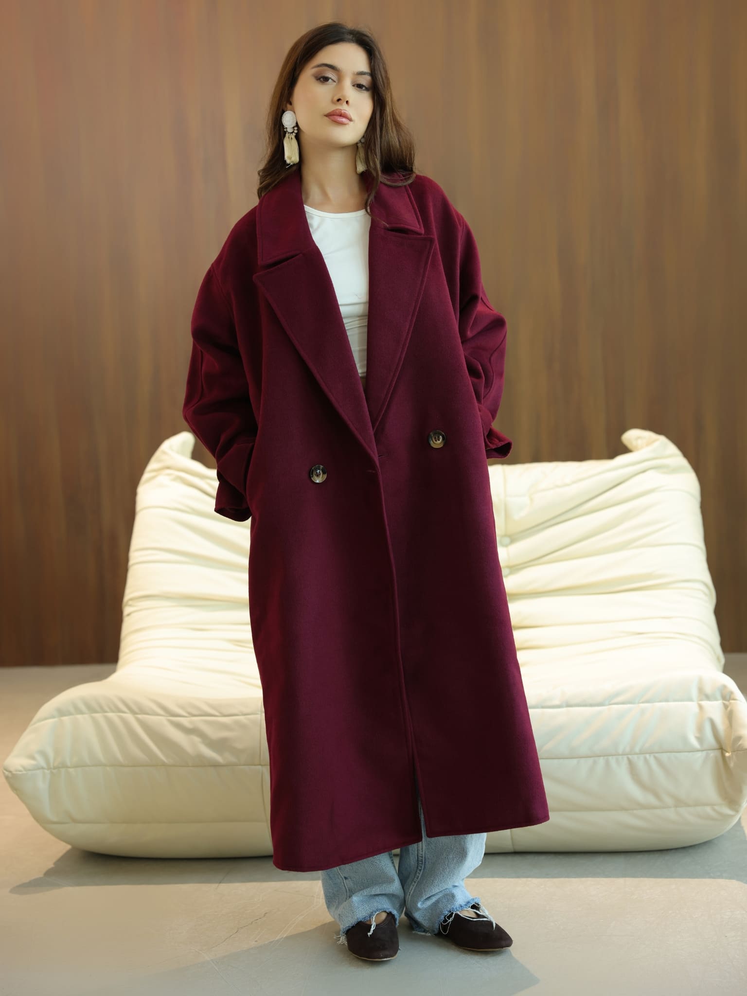 Vela Long Winter Plum Coat
