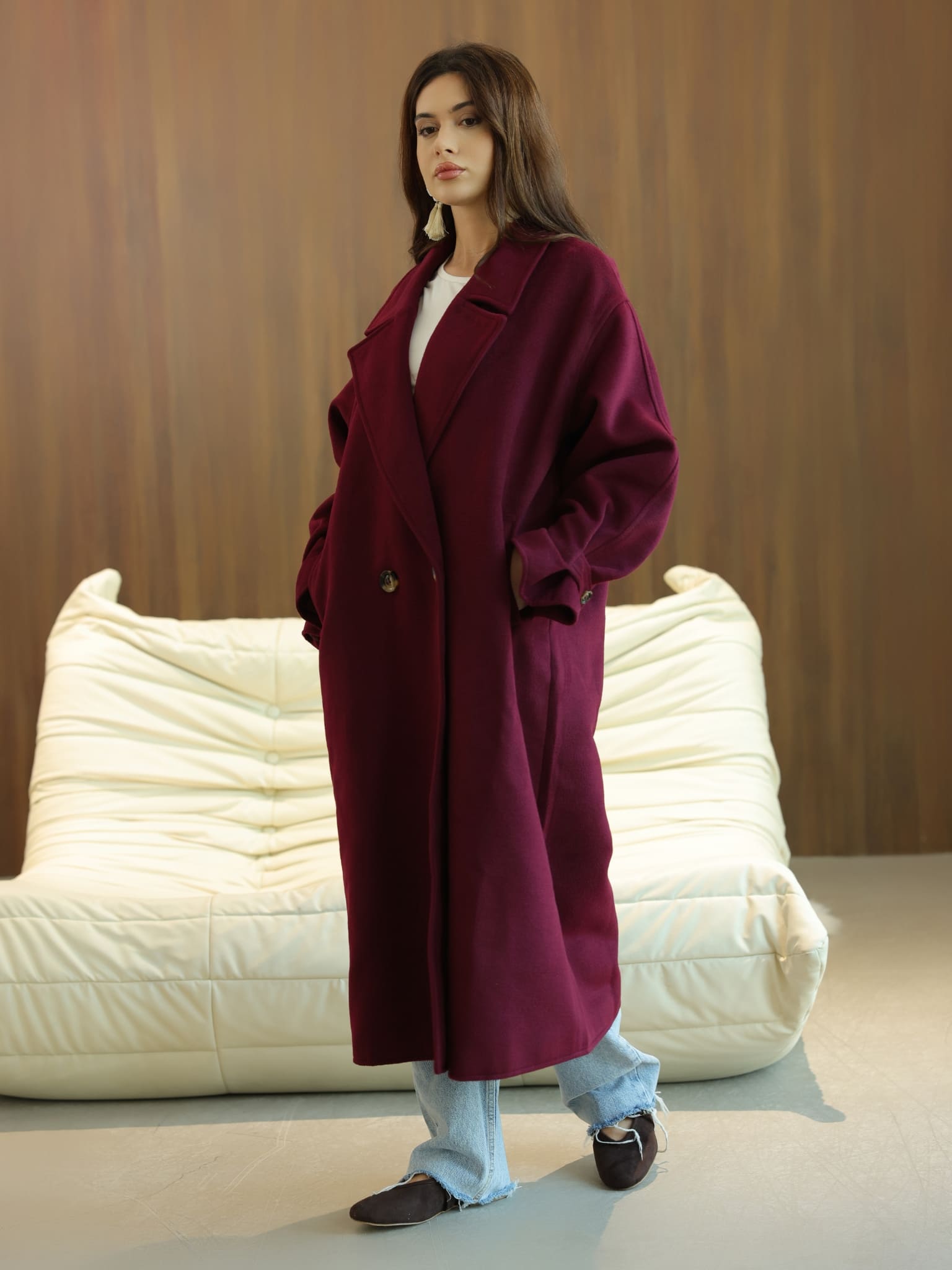 Vela Long Winter Plum Coat