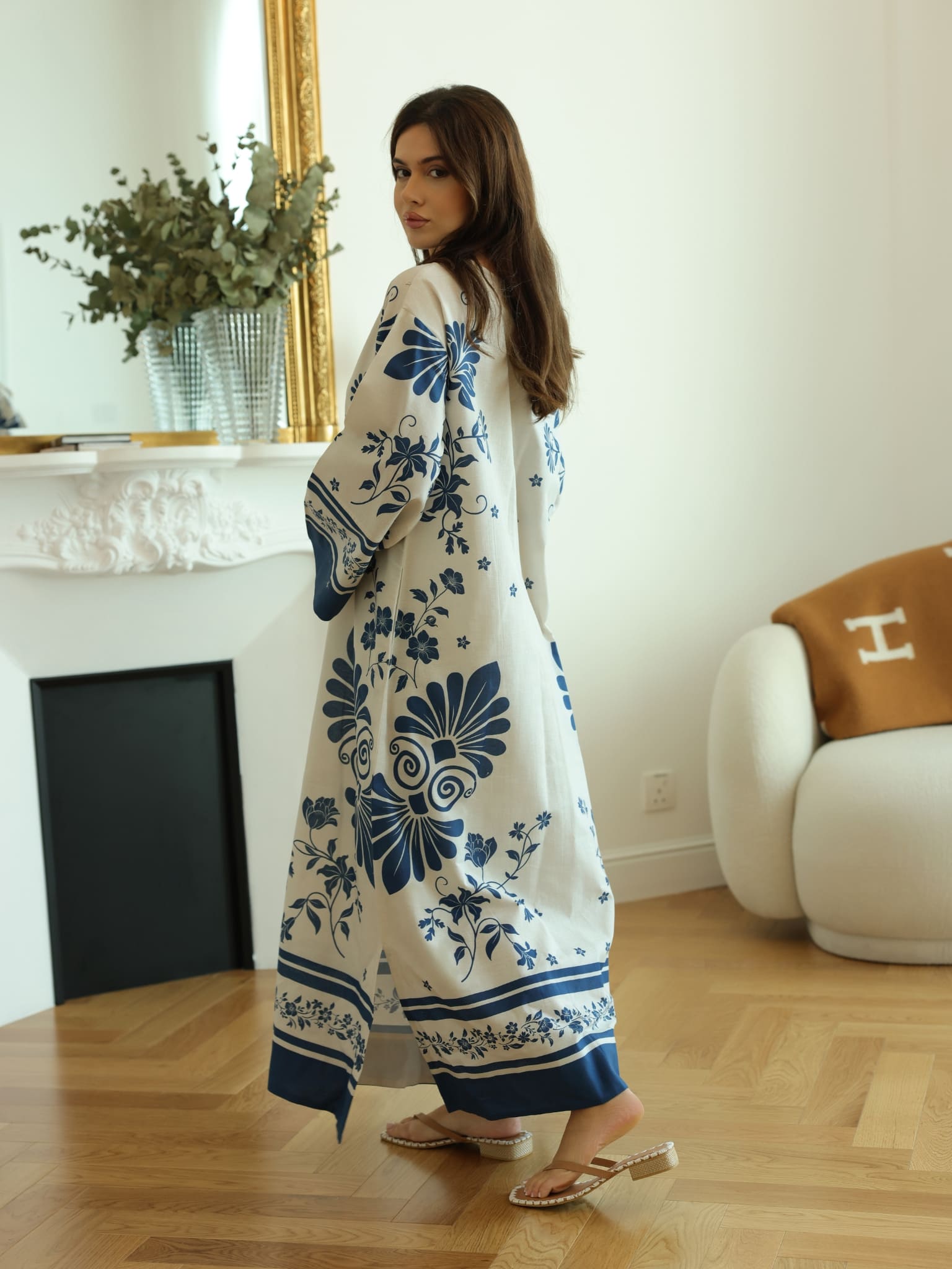 Vintsil Blue Khaddi Long Tunic With Pockets